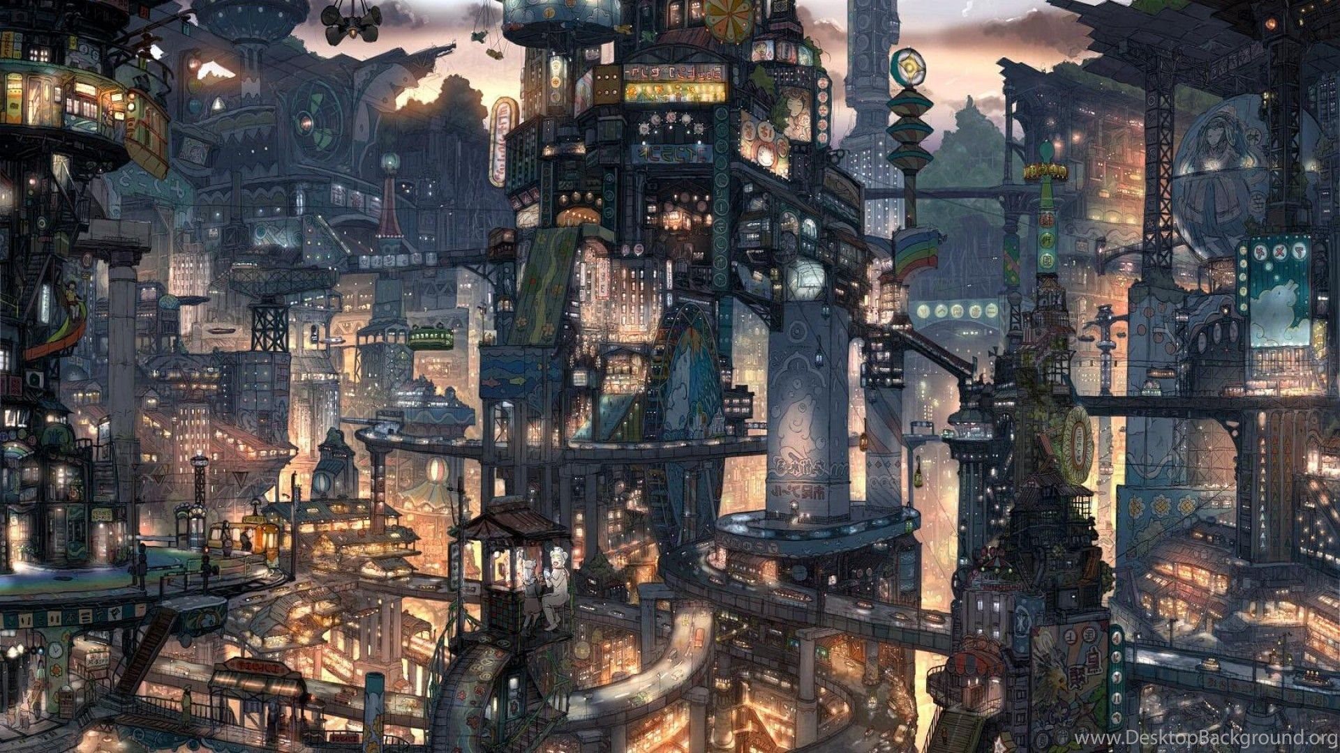 Anime City Scenery Wallpaper Wide Awesome Desktop Background