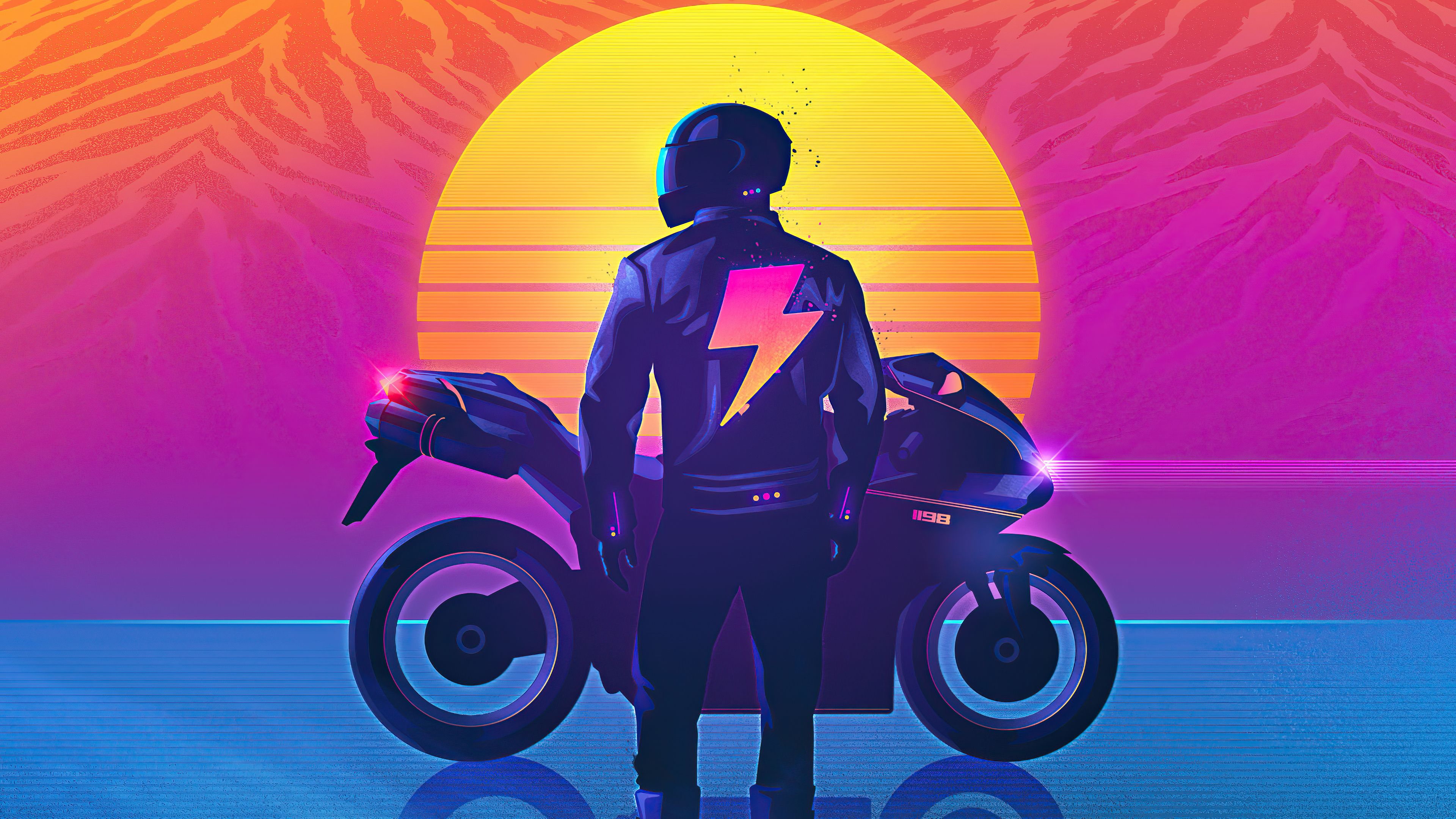 Biker 4K Retro Wave 4K Wallpaper, HD Artist 4K Wallpaper, Image, Photo and Background