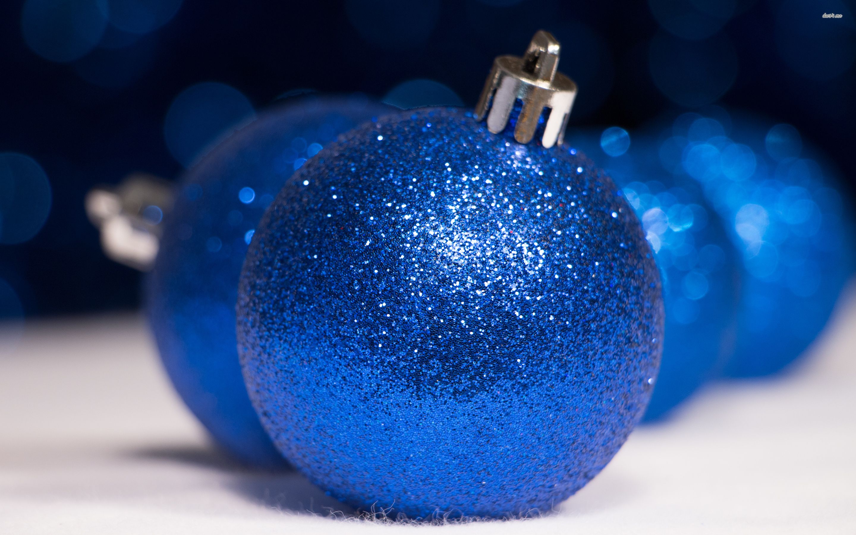 Sparkly Blue Christmas Ornaments Wallpaper Wallpaper & Background Download