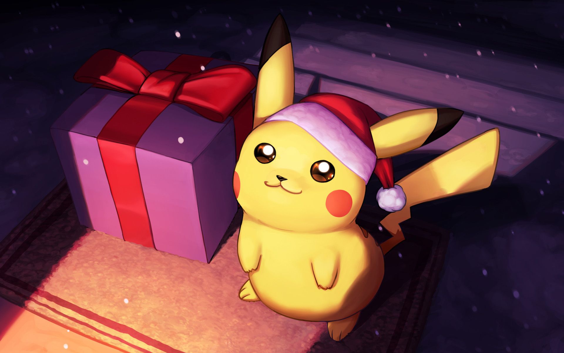 Download wallpaper Santa Pikachu, Happy New Year, Pokemon, Pikachu, chubby rodent, artwork, gifts boxes for desktop with resolution 1920x1200. High Quality HD picture wallpaper