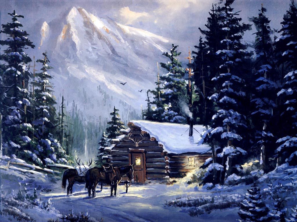 image about Cabins, mountains to paint. Bob Ross, Acrylic Paintings and Landscape Oil Paintings. Cabin art, Mountain paintings, Art