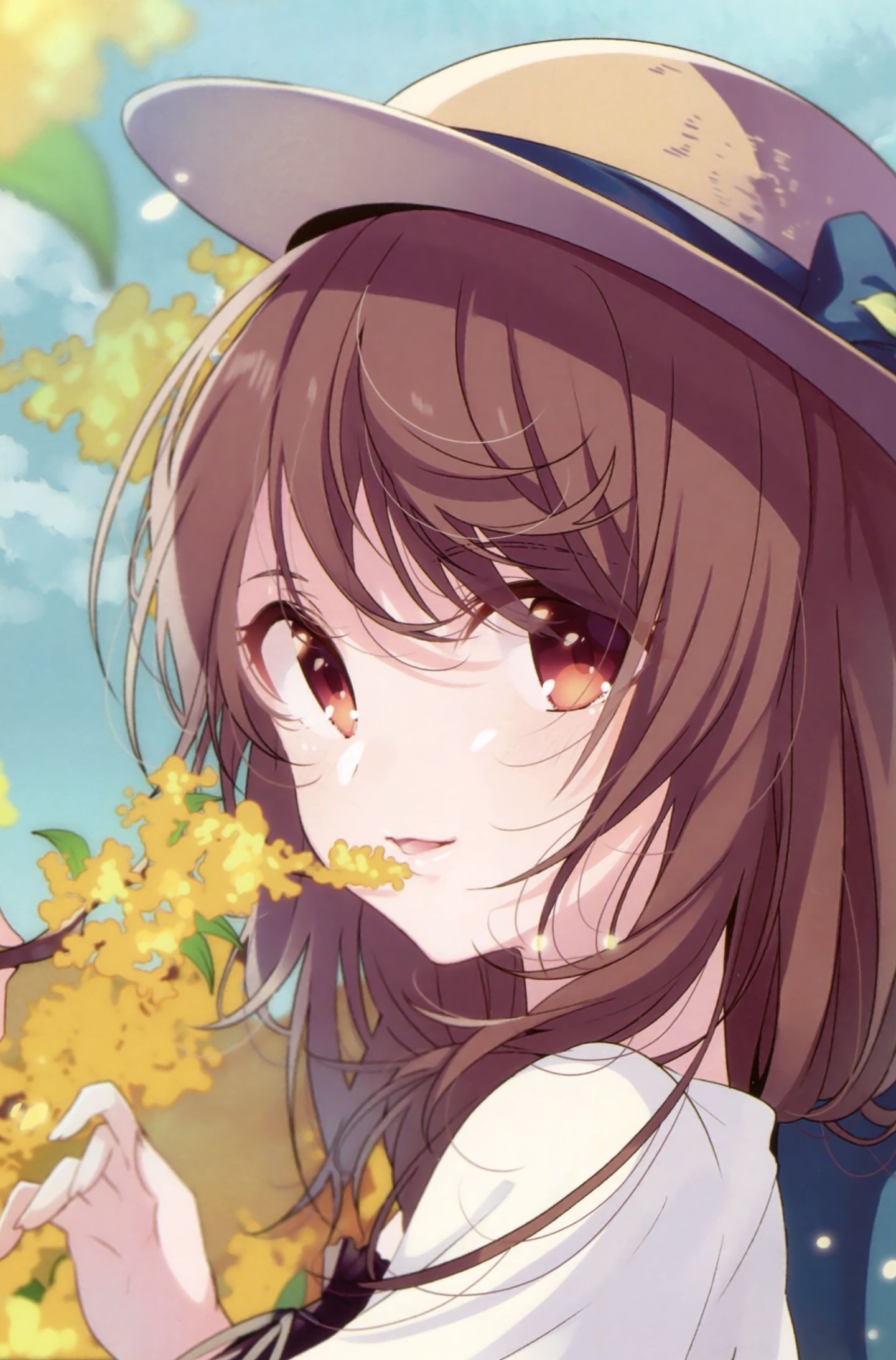 Download 1440x2880 wallpaper autumn, tree branch, anime girl, cute, lg v lg g 1440x2880 HD image, background, 3872