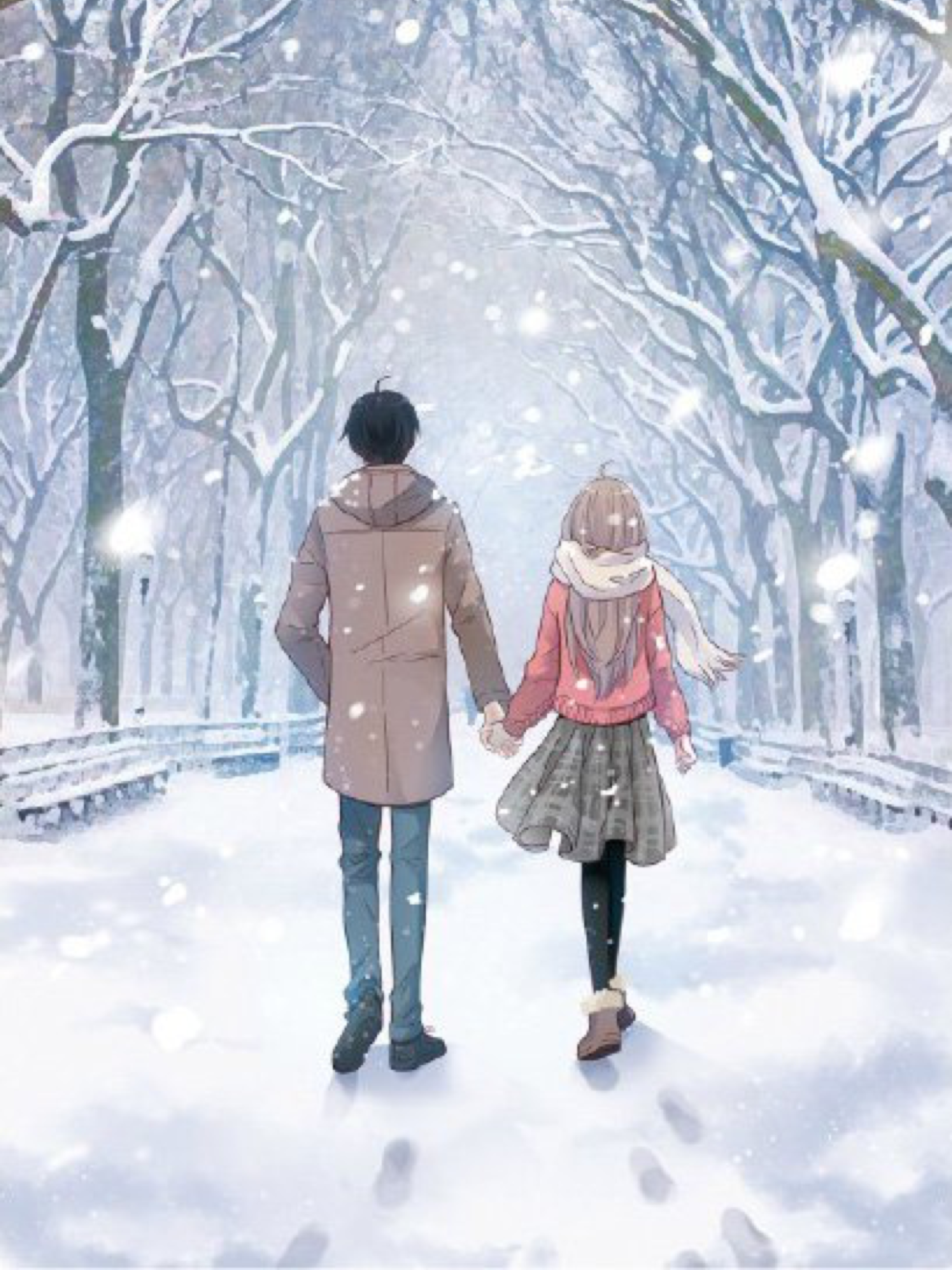 Anime Wallpaper HD: Anime Couple Winter