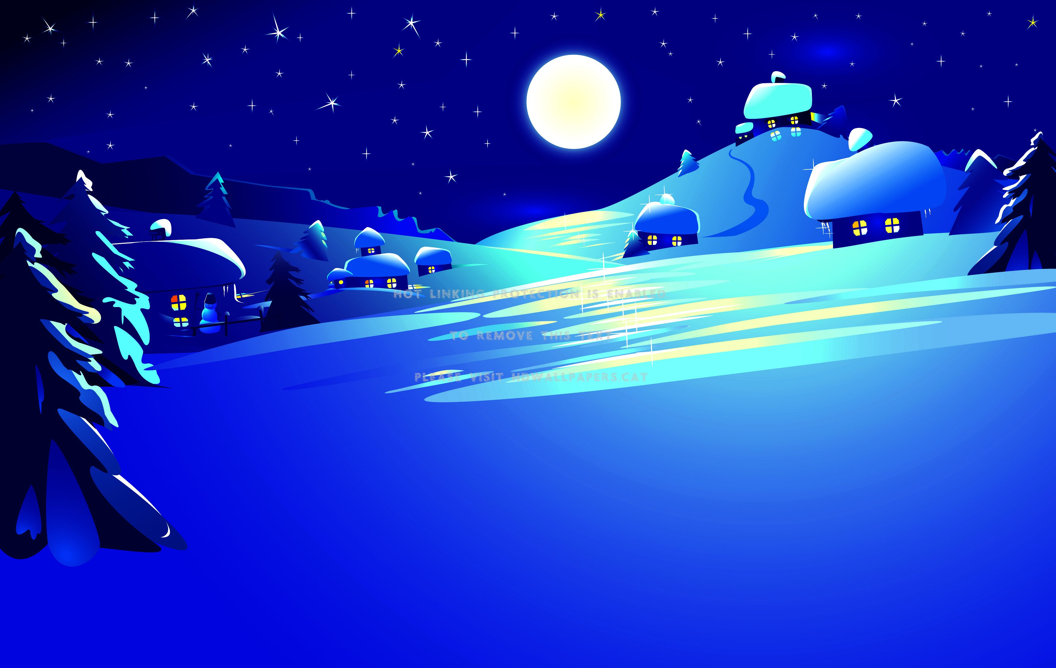 magic blue christmas night snow winter moon