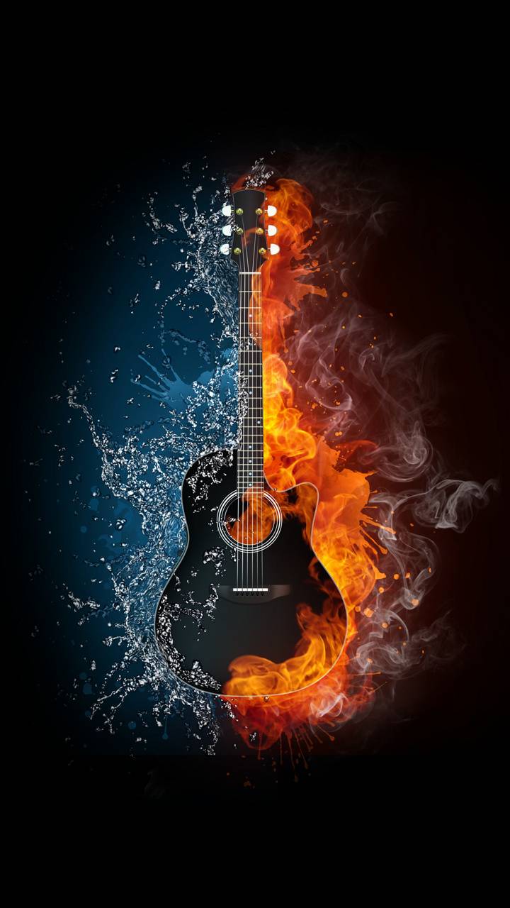 Premium AI Image  Heavy metal guitarist in midst of fiery guitar solo with  flames and smoke filling the background