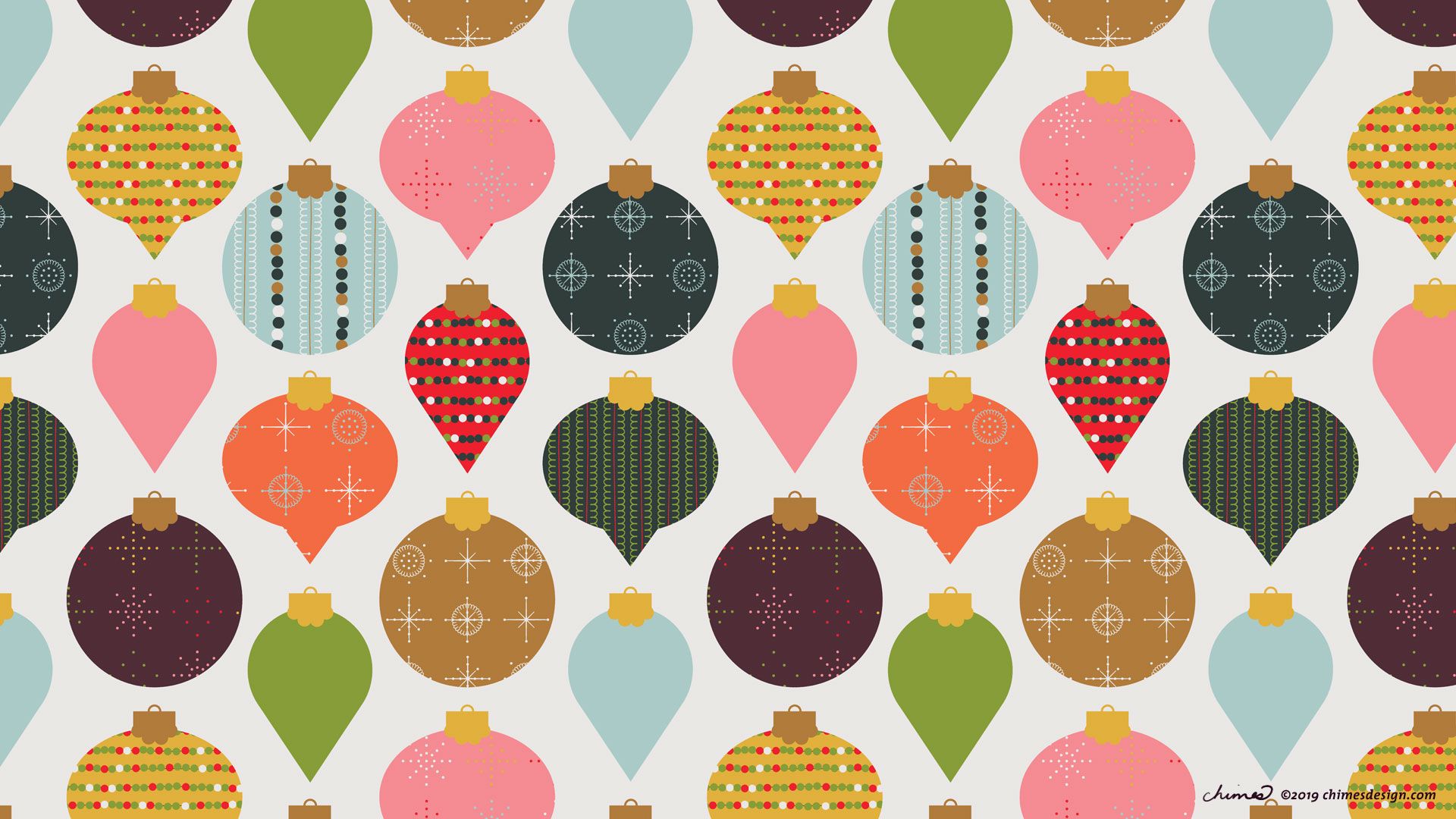 Freebie: Midcentury Christmas Ornament Desktop Wallpaper