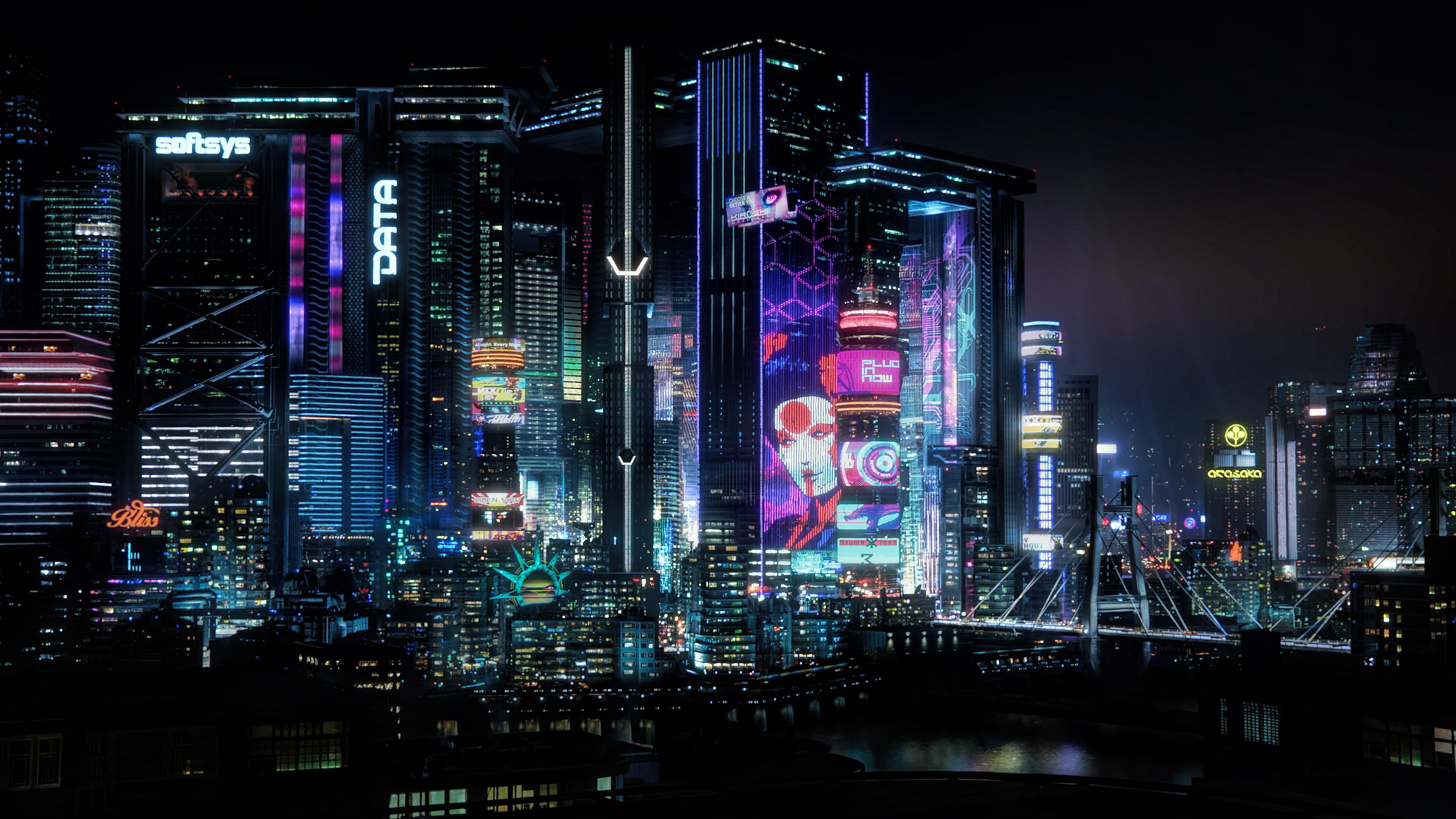 Cyberpunk 2077 Wallpaper 4K, AMOLED, Neon, Black background