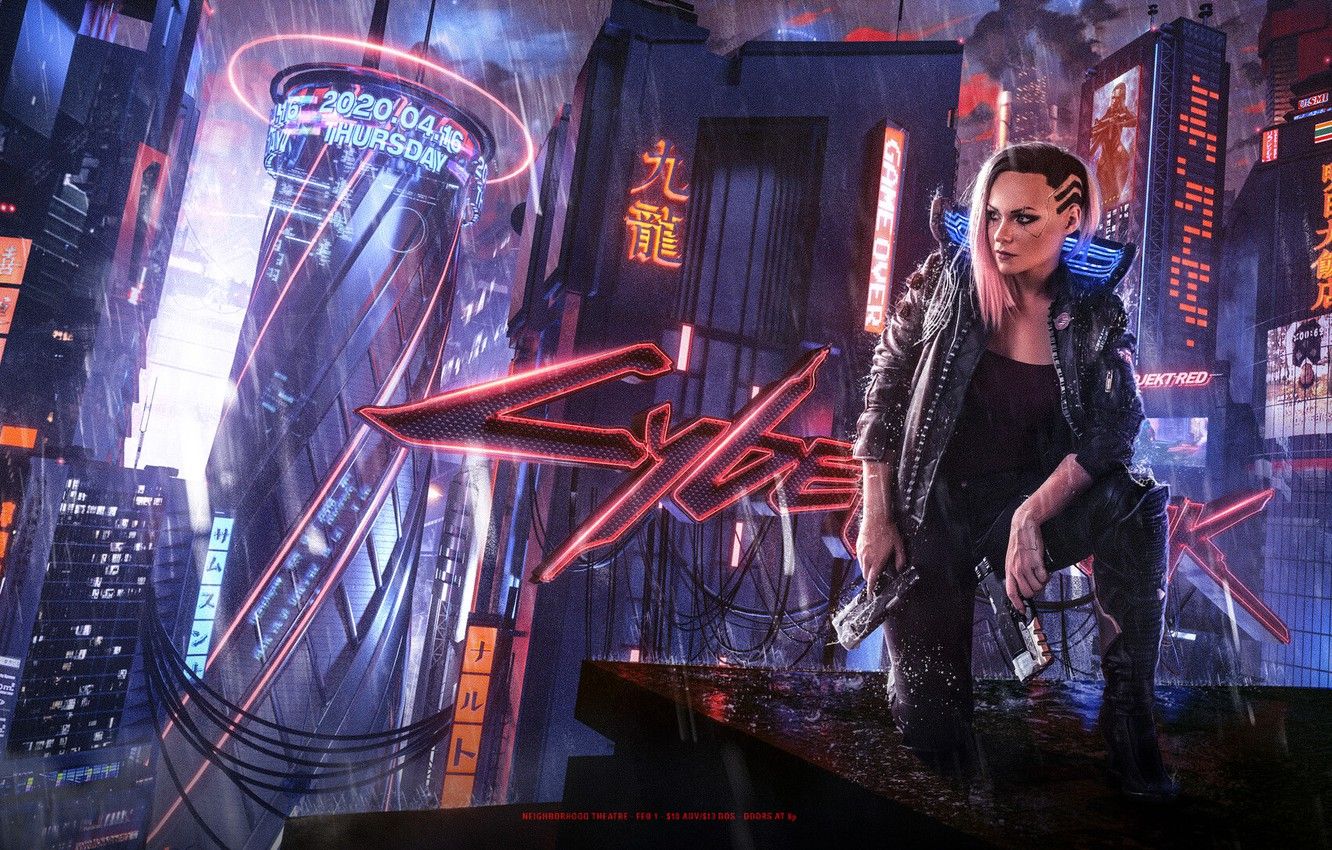 Wallpaper girl, the city, Cyberpunk Cyberpunk, The futuristic image for desktop, section игры