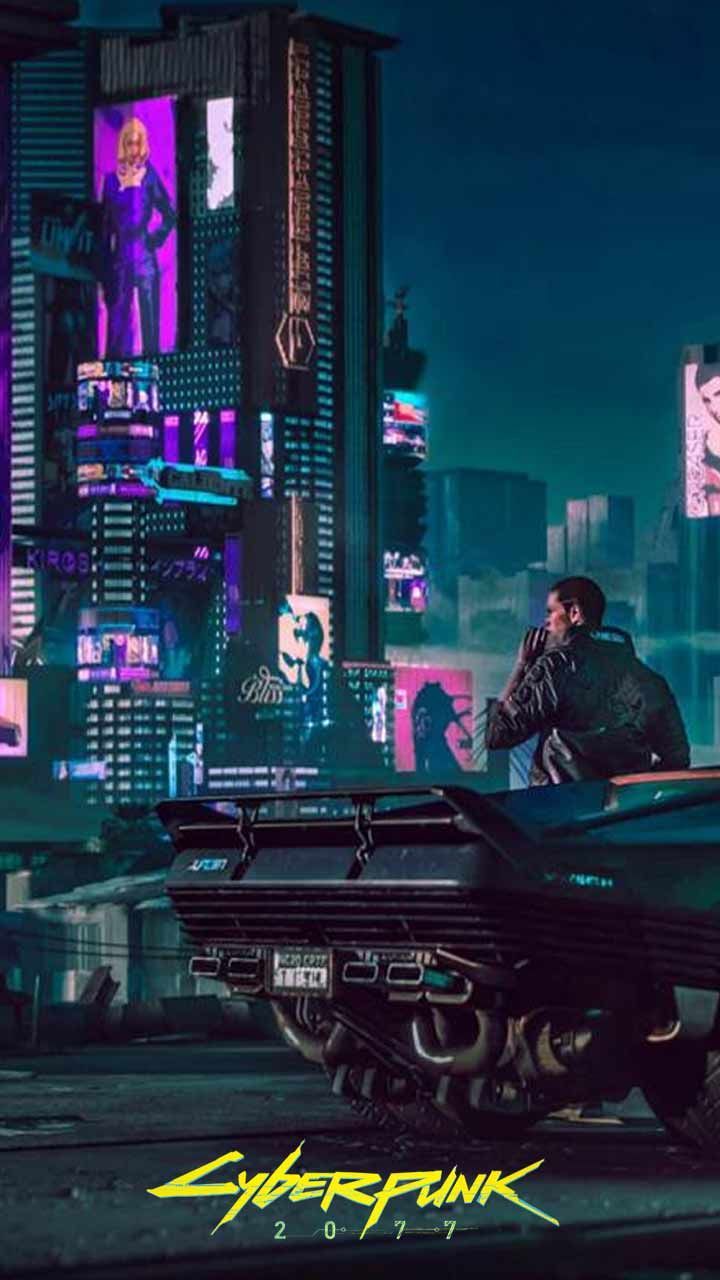 Cyberpunk 2077 wallpapers HD phone backgrounds Night city game logo art Poster on iPhone android in 2020
