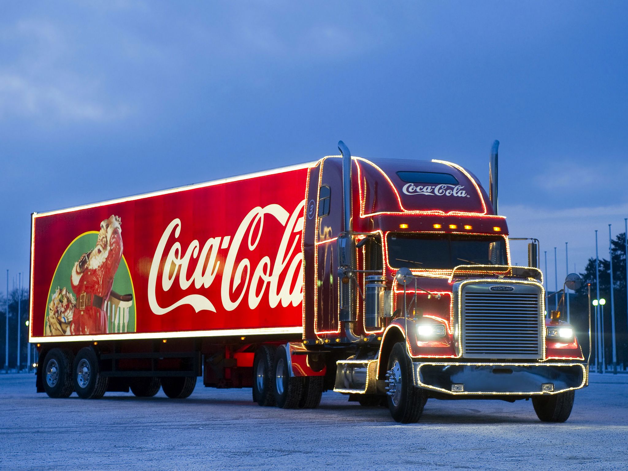 Freightliner Classic Coca Cola Christmas semi tractor drink g wallpaperx1536
