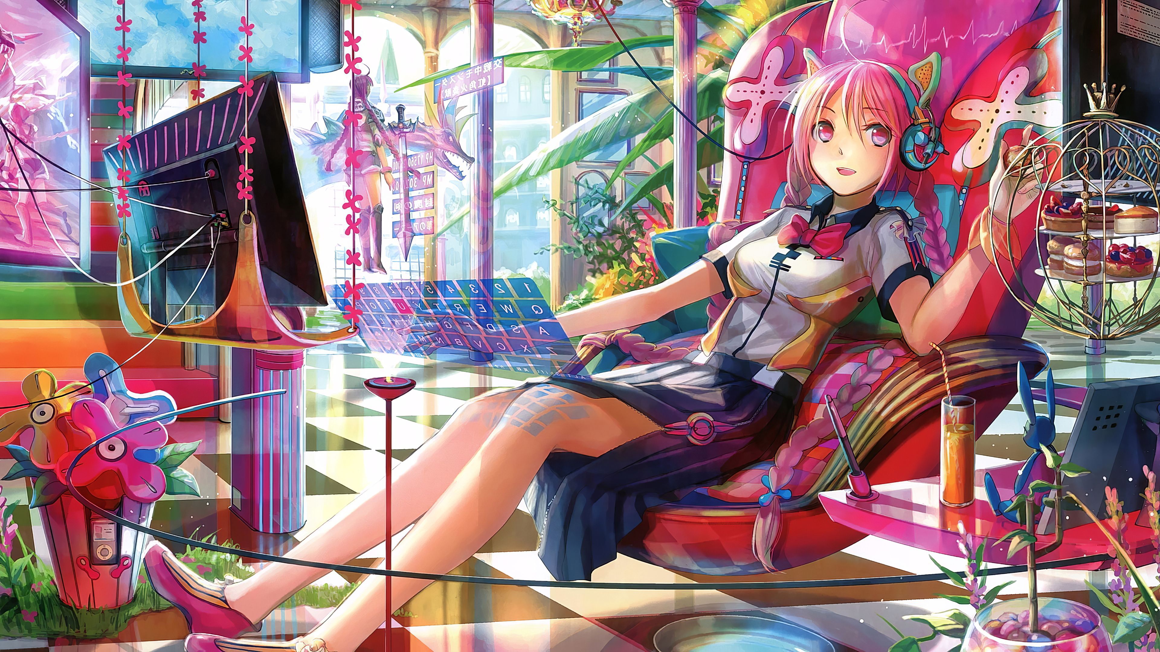 Colorful Anime Girl Chilling 4k, HD Anime, 4k Wallpapers, Image, Background...