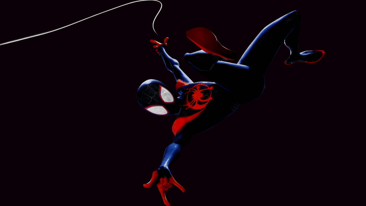 Miles Morales 4K Wallpaper, Spider Man: Into The Spider Verse, Black Background, 5K, Black Dark