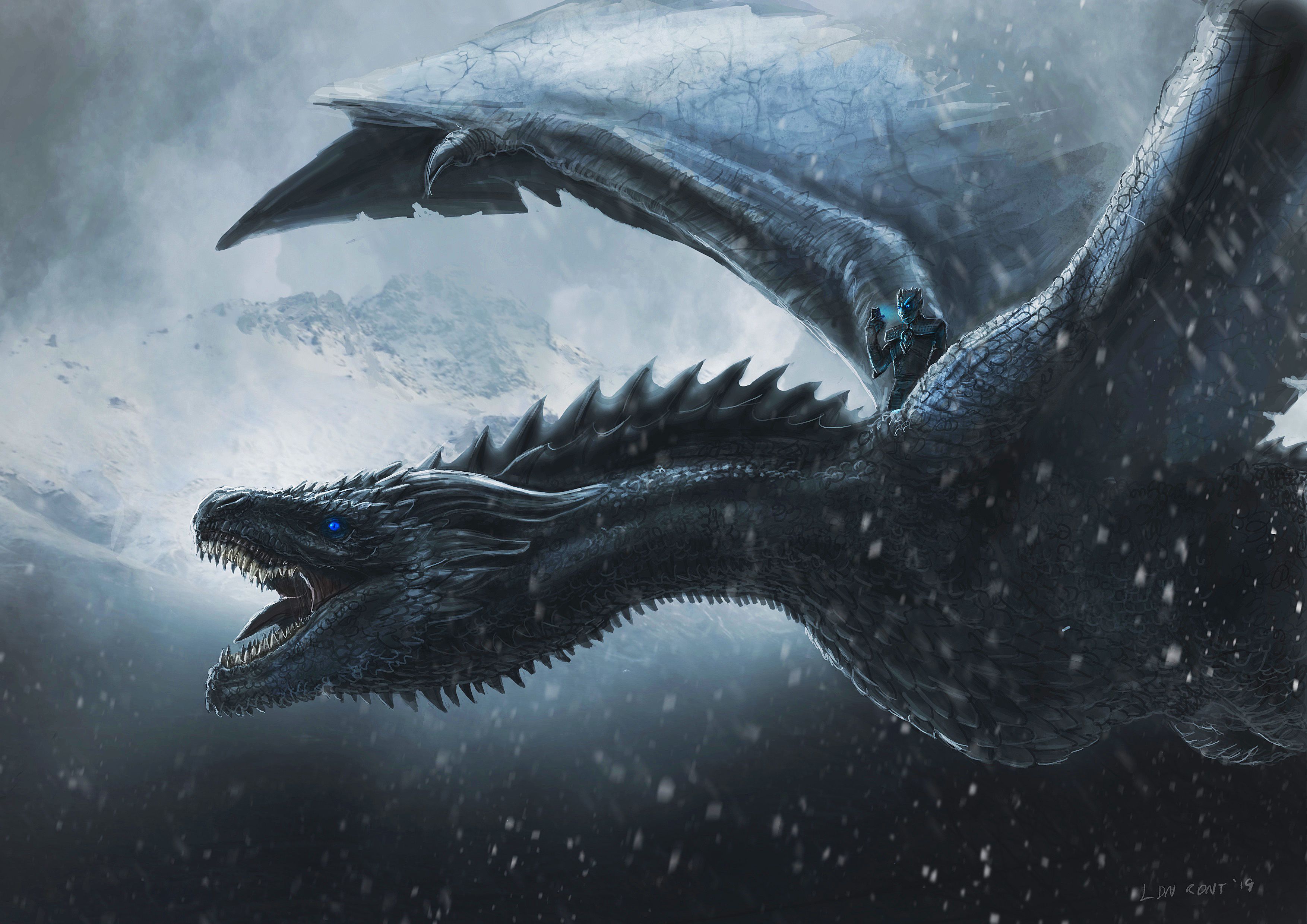 Night King Dragon Art Wallpaper, HD Artist 4K Wallpaper, Image, Photo and Background. Dragon art, Game of thrones dragons, Ice dragon