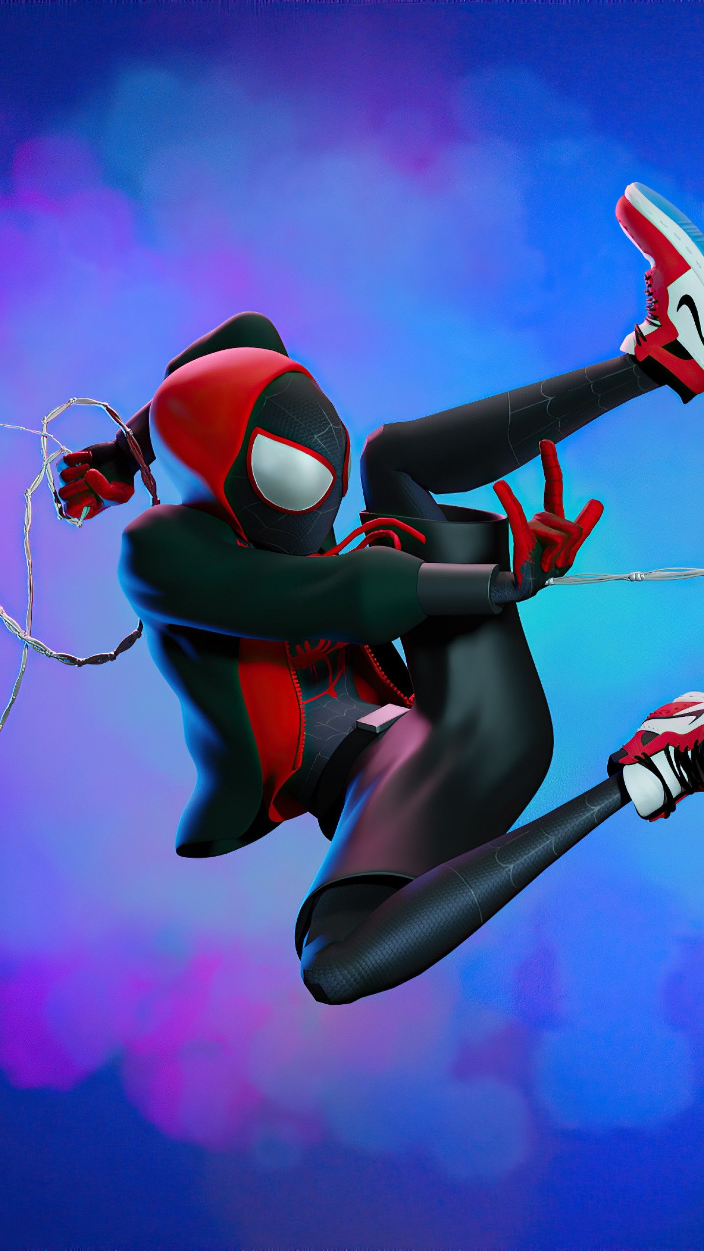 Miles Morales 4K Wallpaper, Spider Man, Fan Art, Blue Background, Graphics CGI