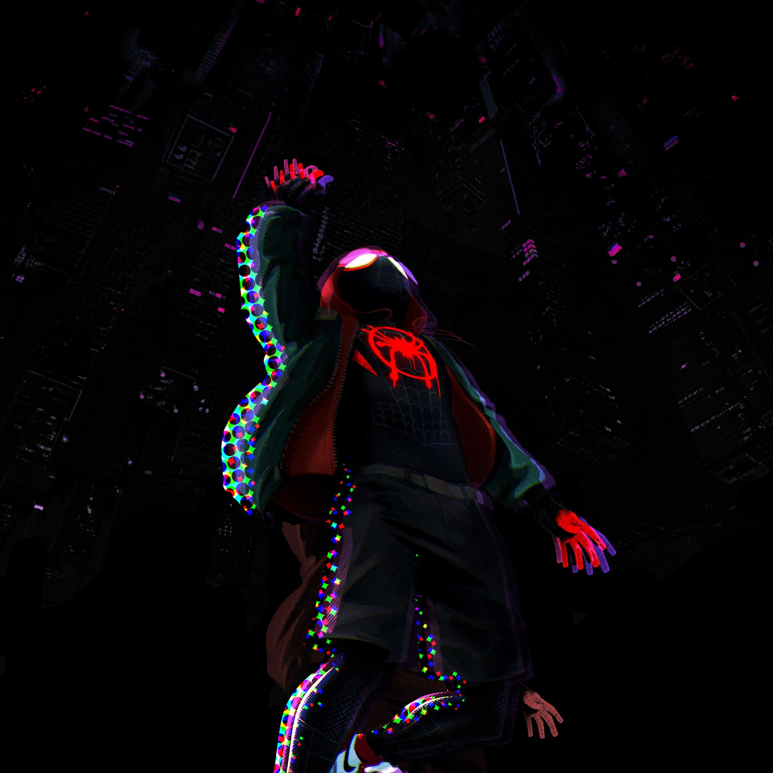 Miles Morales 4K Wallpaper, Spider Man: Into The Spider Verse, Black Background, Graphics CGI