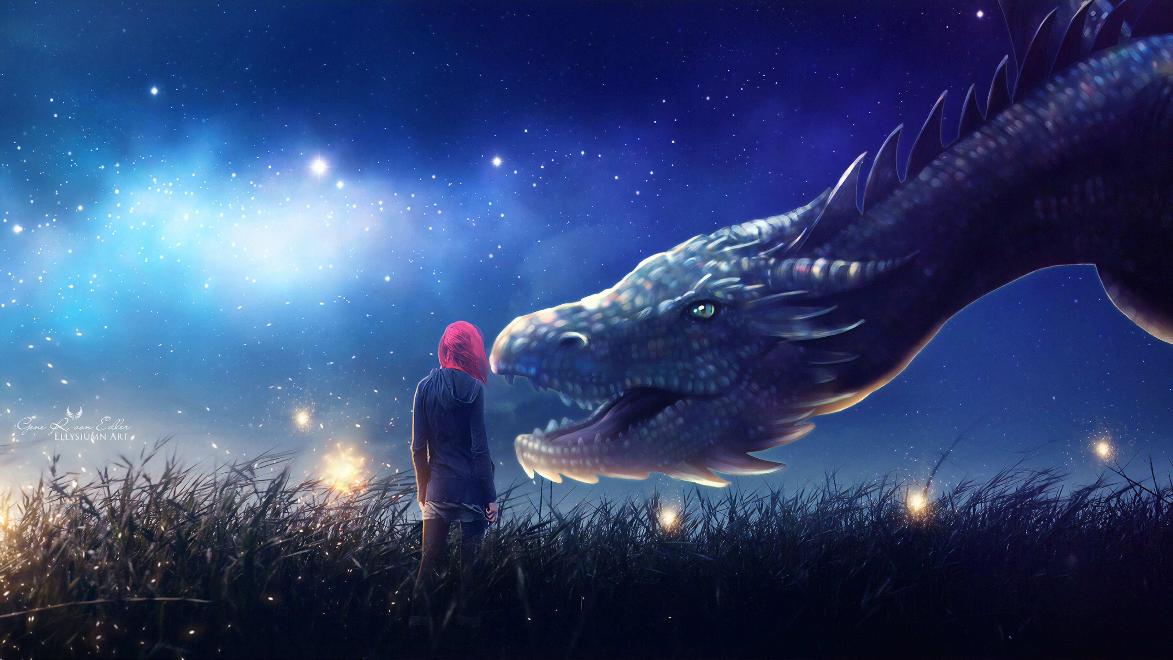 Fantasy Girl With Dragon 4K Wallpaper, HD Fantasy 4K Wallpaper, Image, Photo and Background