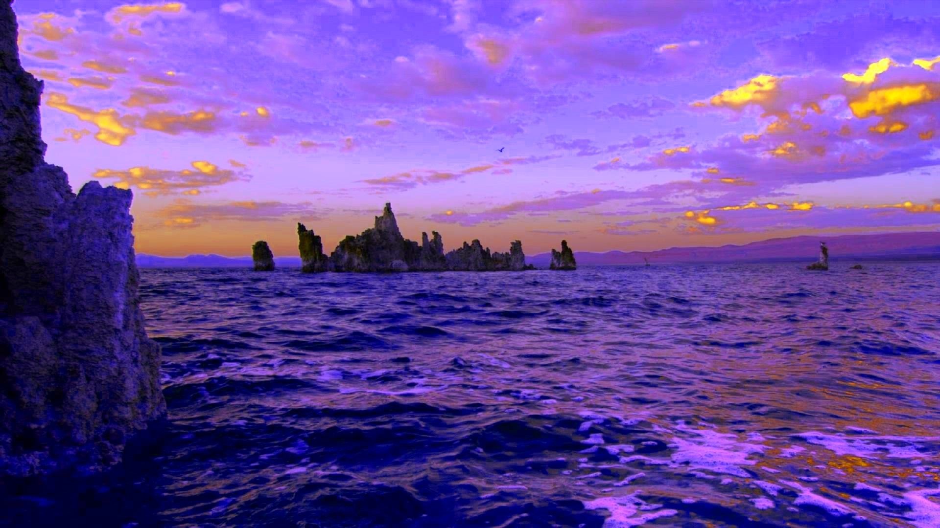 Purple Sunset in Ocean Wallpaper. HD Wallpaper Download