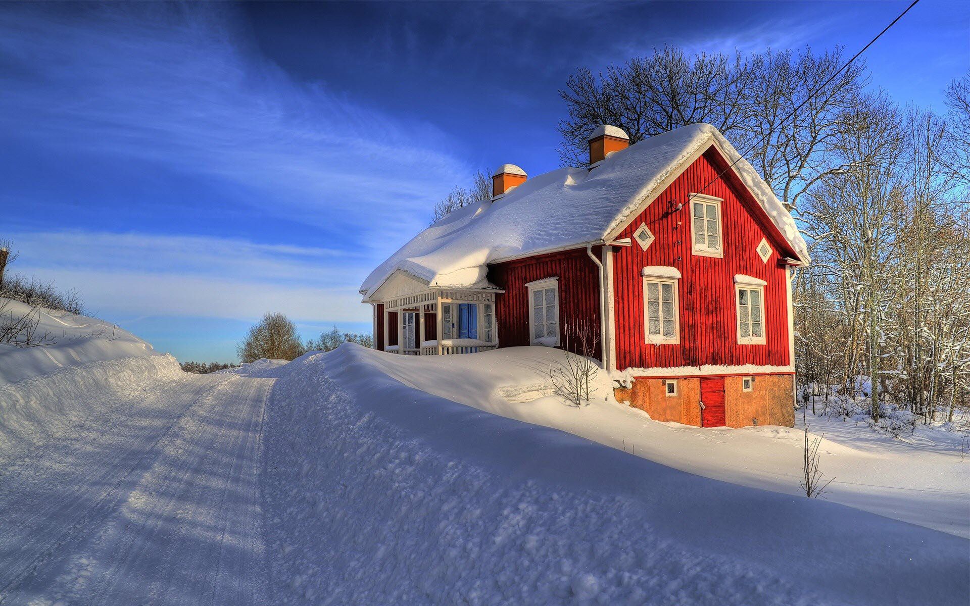 House snow winter wallpaperx1200