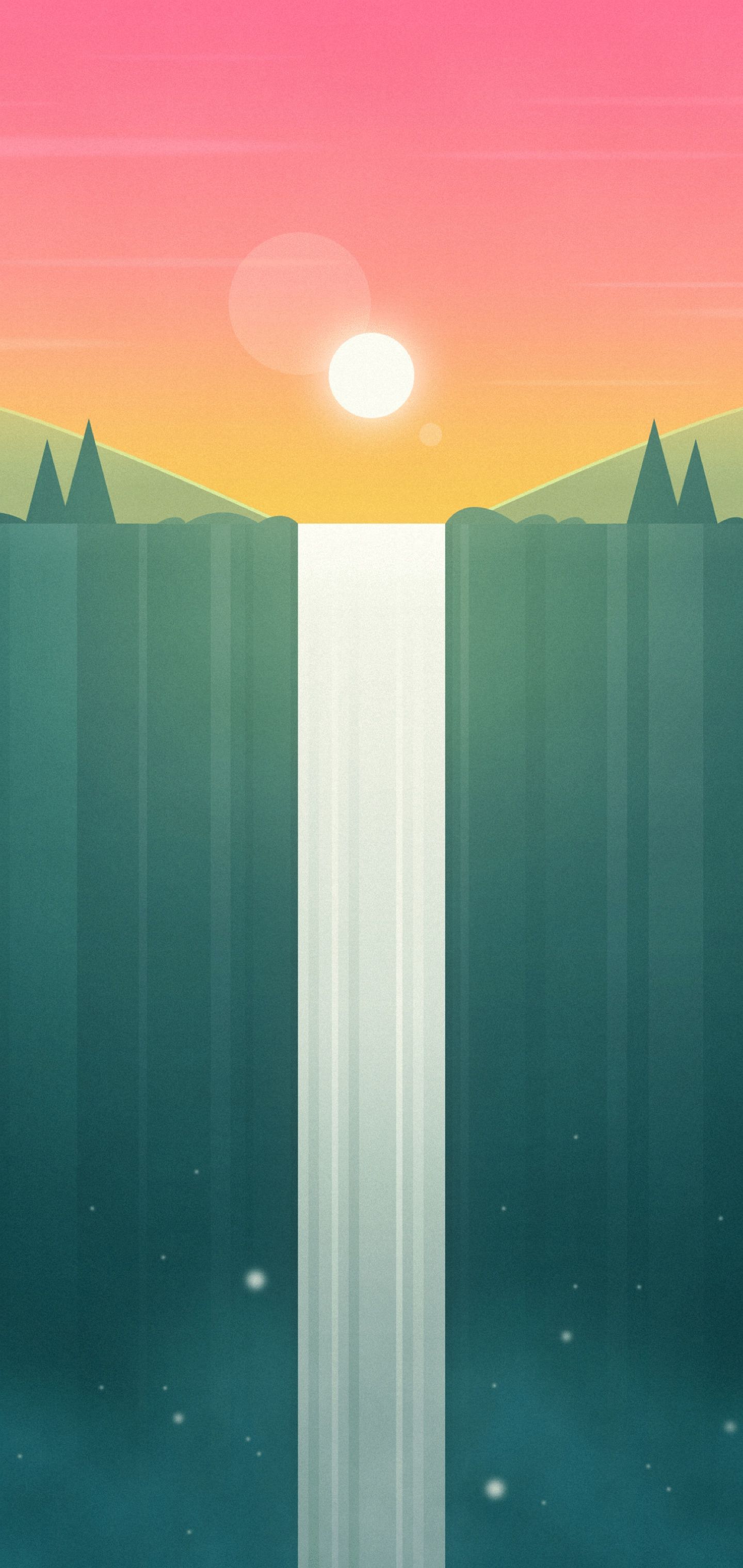 Cartoon landscape iPhone wallpaper