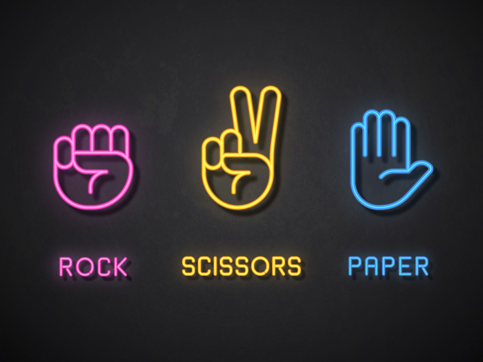 Rock Paper Scissors Neon Icon Free Vectors, Clipart Graphics & Vector Art