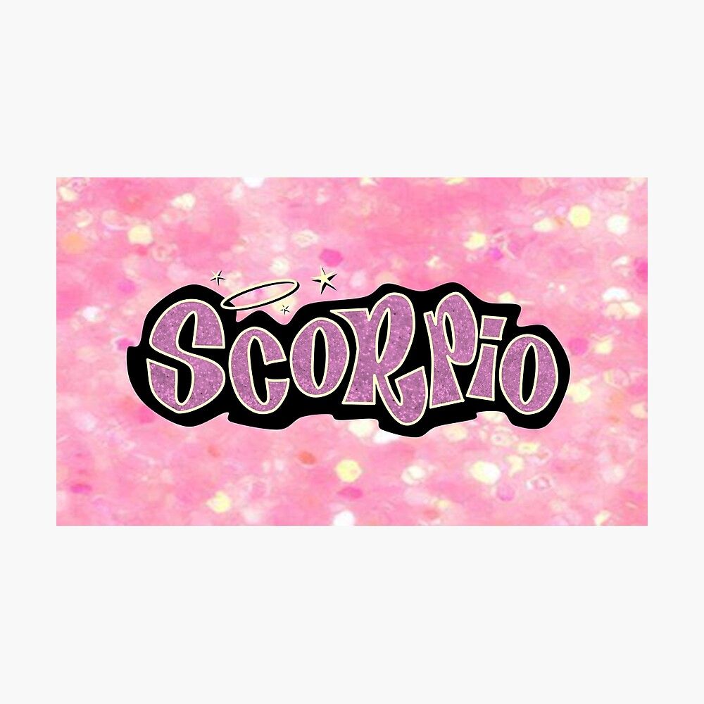 scorpio bratz style pink glitter font logo cute y2k aesthetic Poster