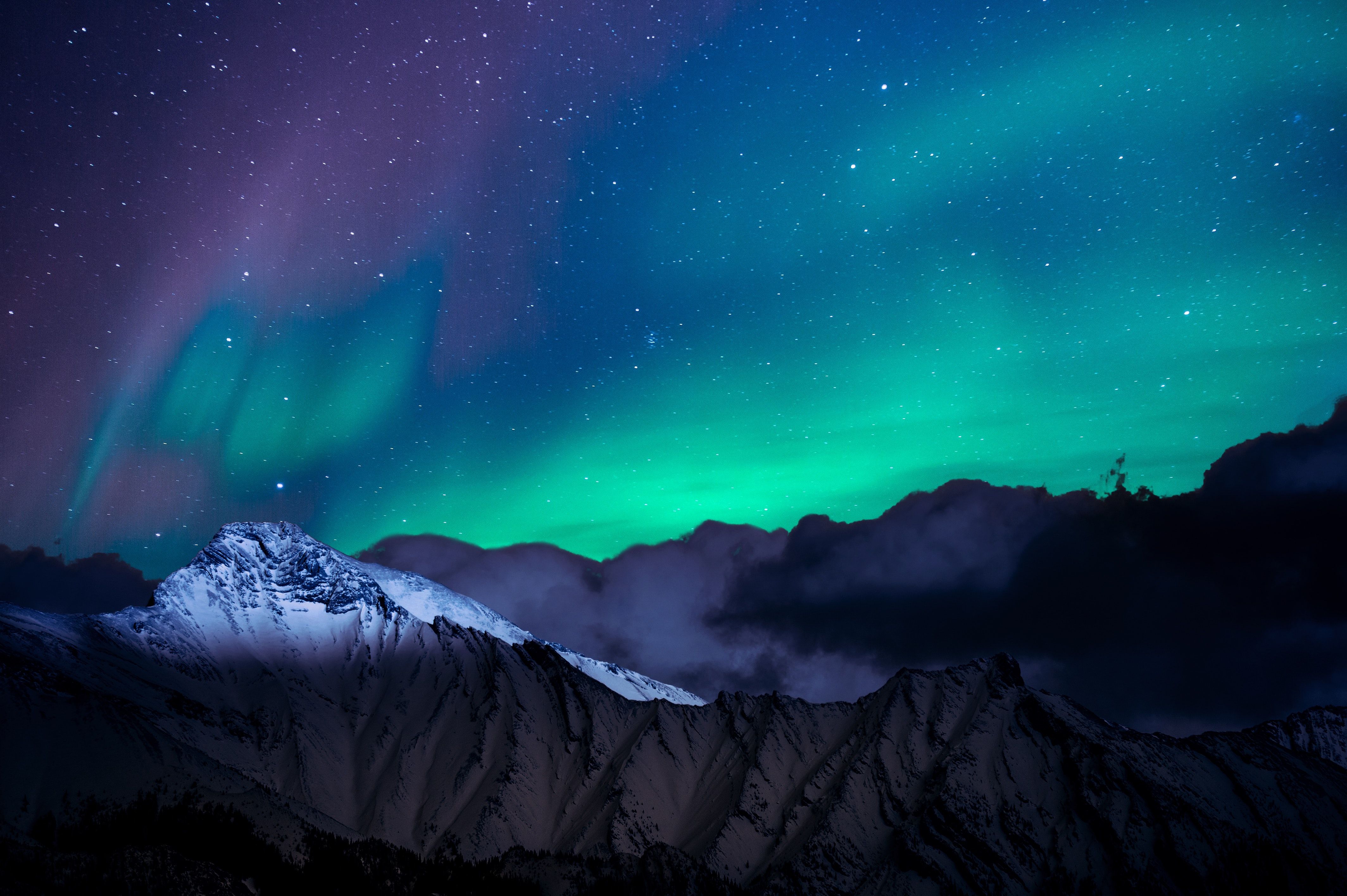 Northern Lights Night Sky Mountains Landscape 4k 1600x1200 Resolution HD 4k Wallpaper, Image, Background, Photo and Picture
