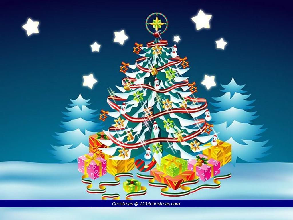 Cartoon Christmas Tree Desktop Wallpaper. Cartoon christmas tree, Tree desktop wallpaper, Christmas tree wallpaper