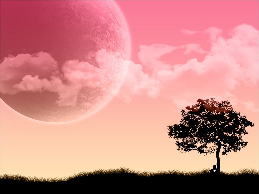 Pink sky scenery wallpaper and