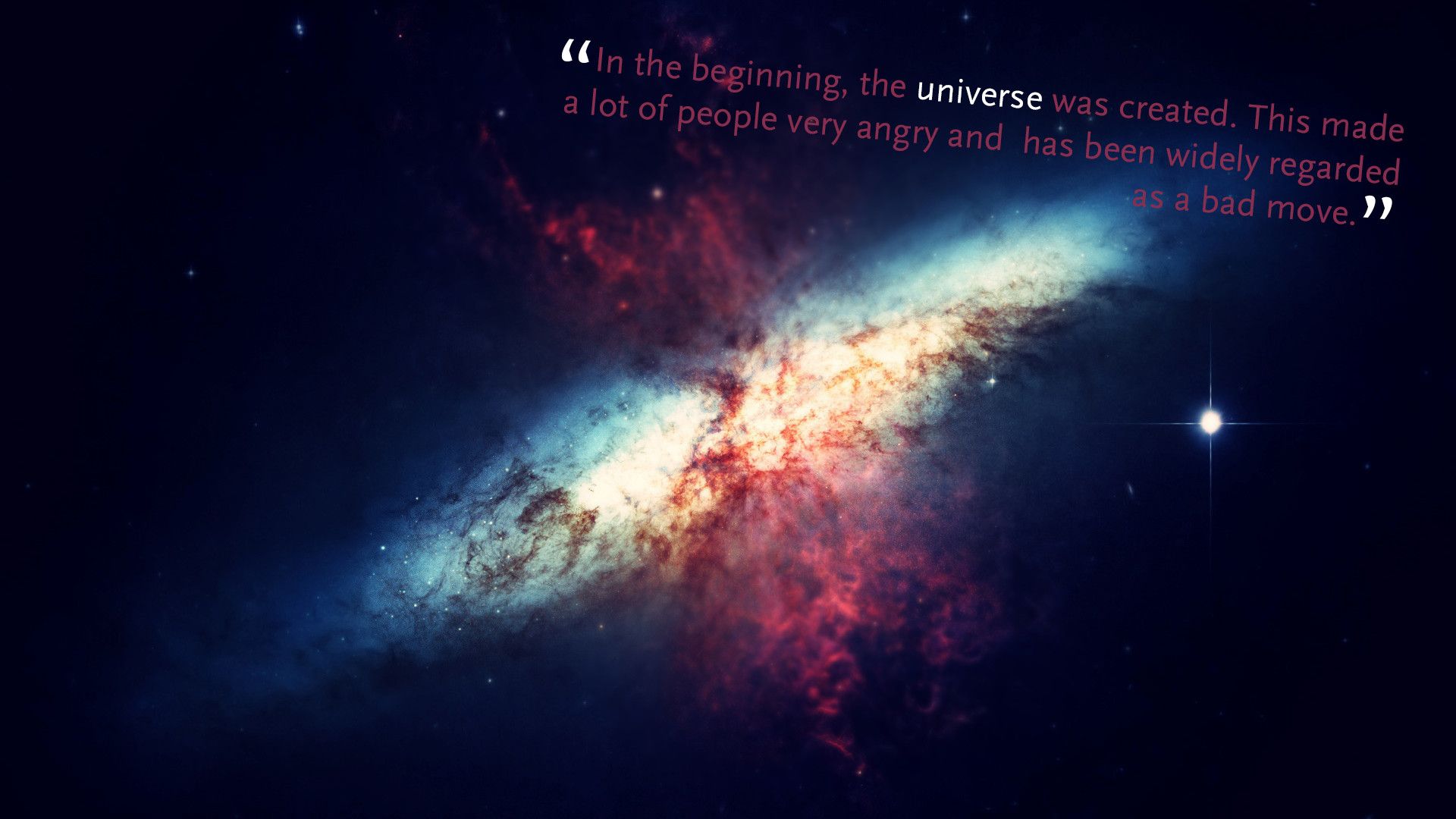 Hitchhiker's Guide to the Galaxy. Simple quote made in Photohop. [1920x1080]