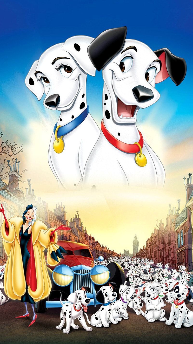 One Hundred and One Dalmatians (1961) Phone Wallpaper. Moviemania. Disney drawings, Disney art, Disney wallpaper