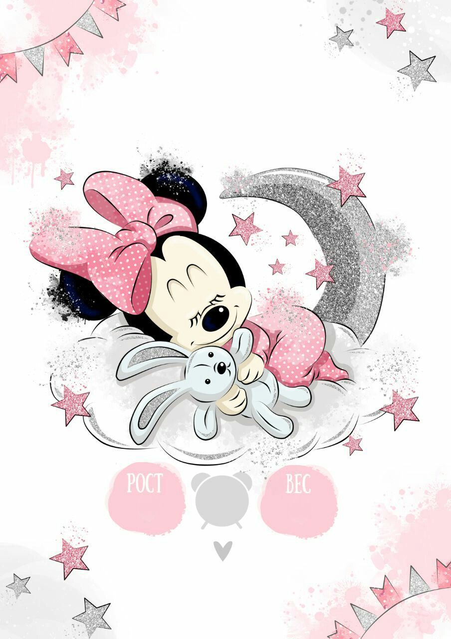 Baby Minnie Mouse sleeping #kinderzimmerkunst Rhodopis. Minnie mouse nursery, Minnie mouse picture, Mickey mouse art