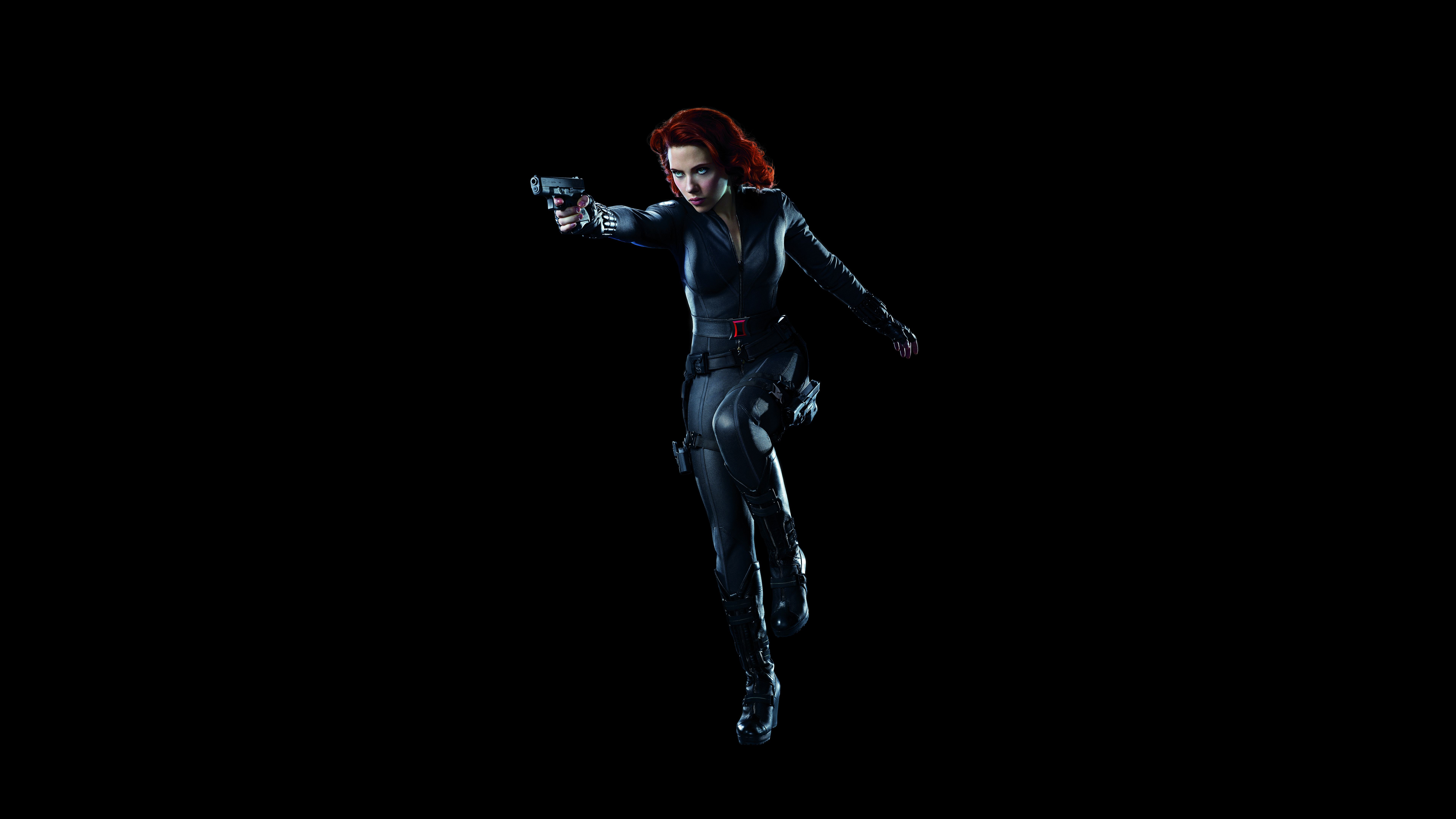 Black Widow 4K Wallpaper, Scarlett Johansson, Black background, 5K, 8K, Movies