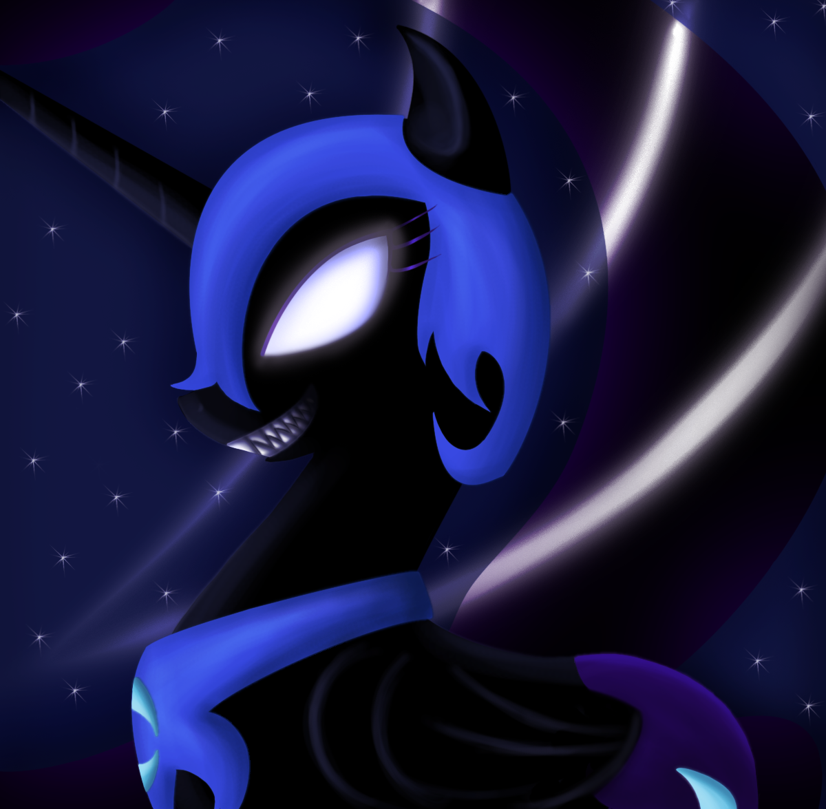 Princess Luna Rarity Twilight Sparkle Blue Purple Violet Little Pony Naitmer Moon Creepy