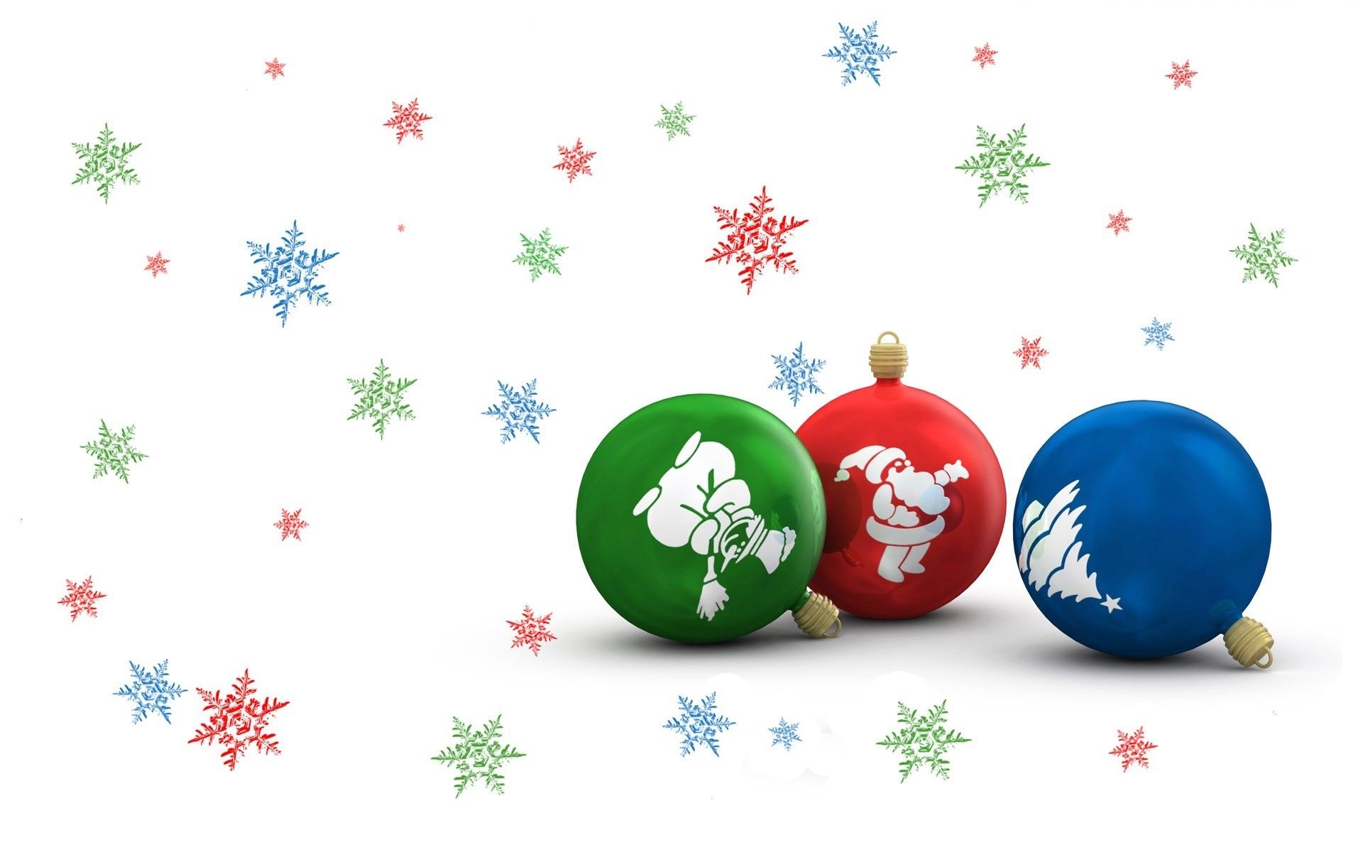 Green Red and Blue Christmas Balls HD Wallpaper Free Download