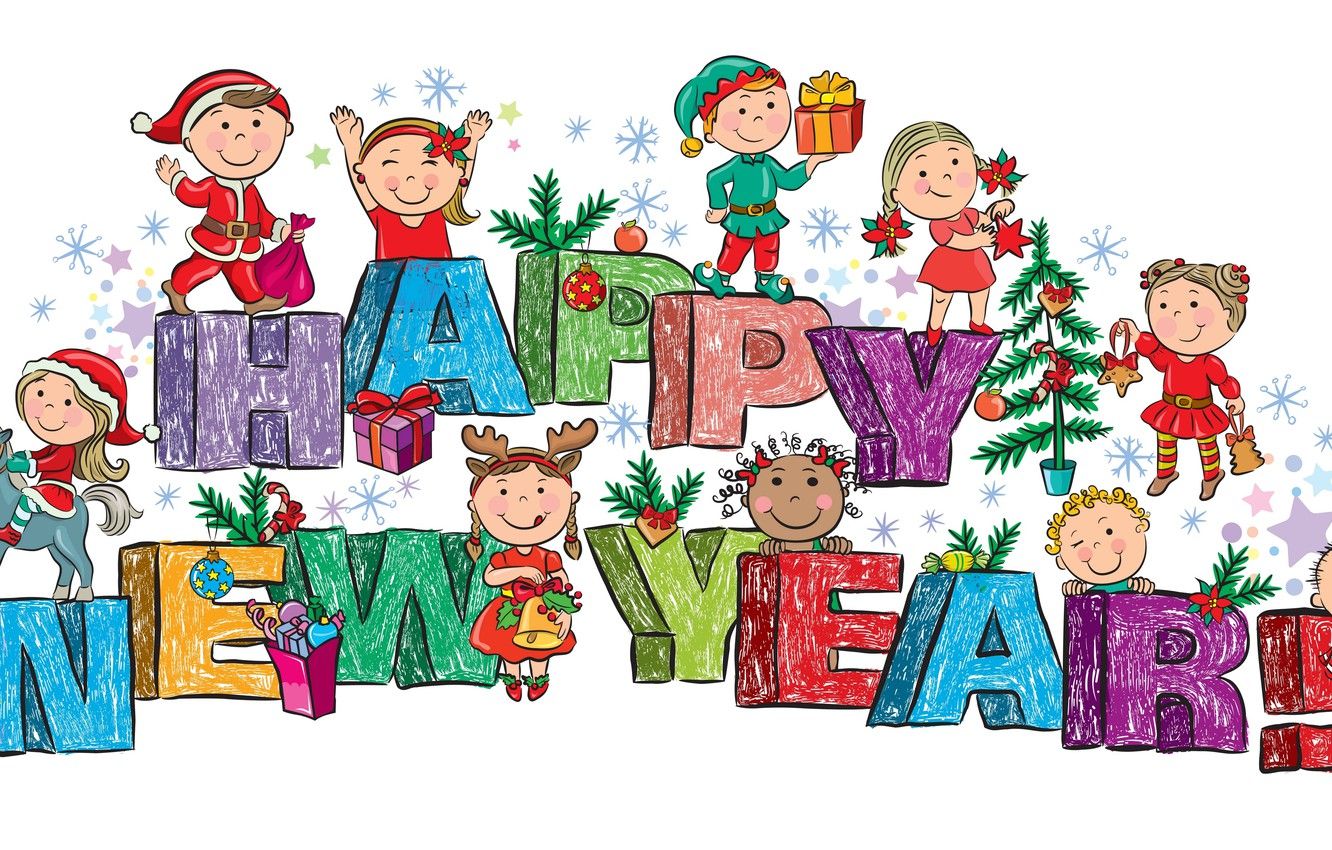 Wallpaper children, toys, tree, gifts, Happy New Year image for desktop, section новый год