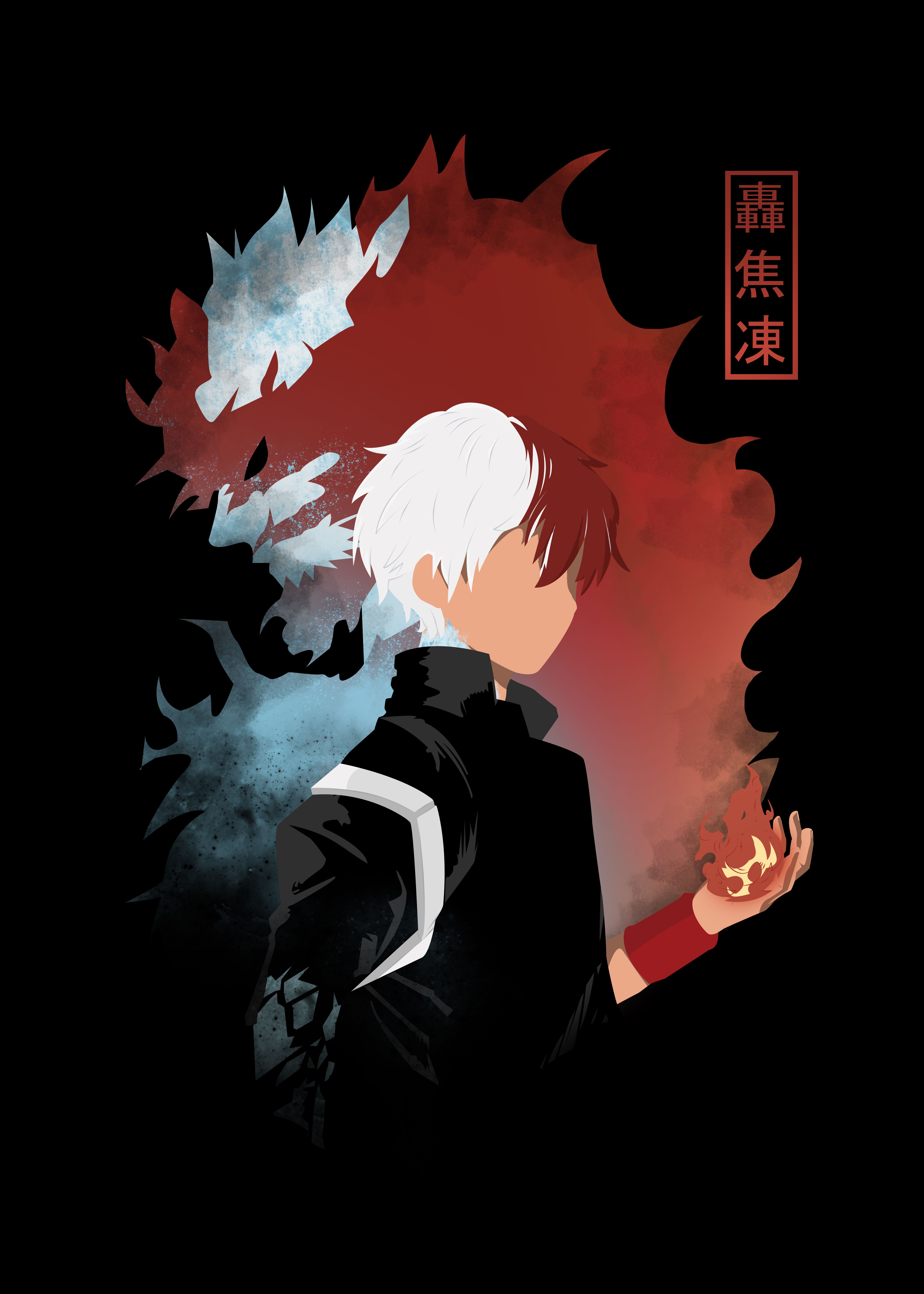 Ice And Fire' Metal Poster. Displate. Hero wallpaper, Aesthetic anime, My hero academia manga