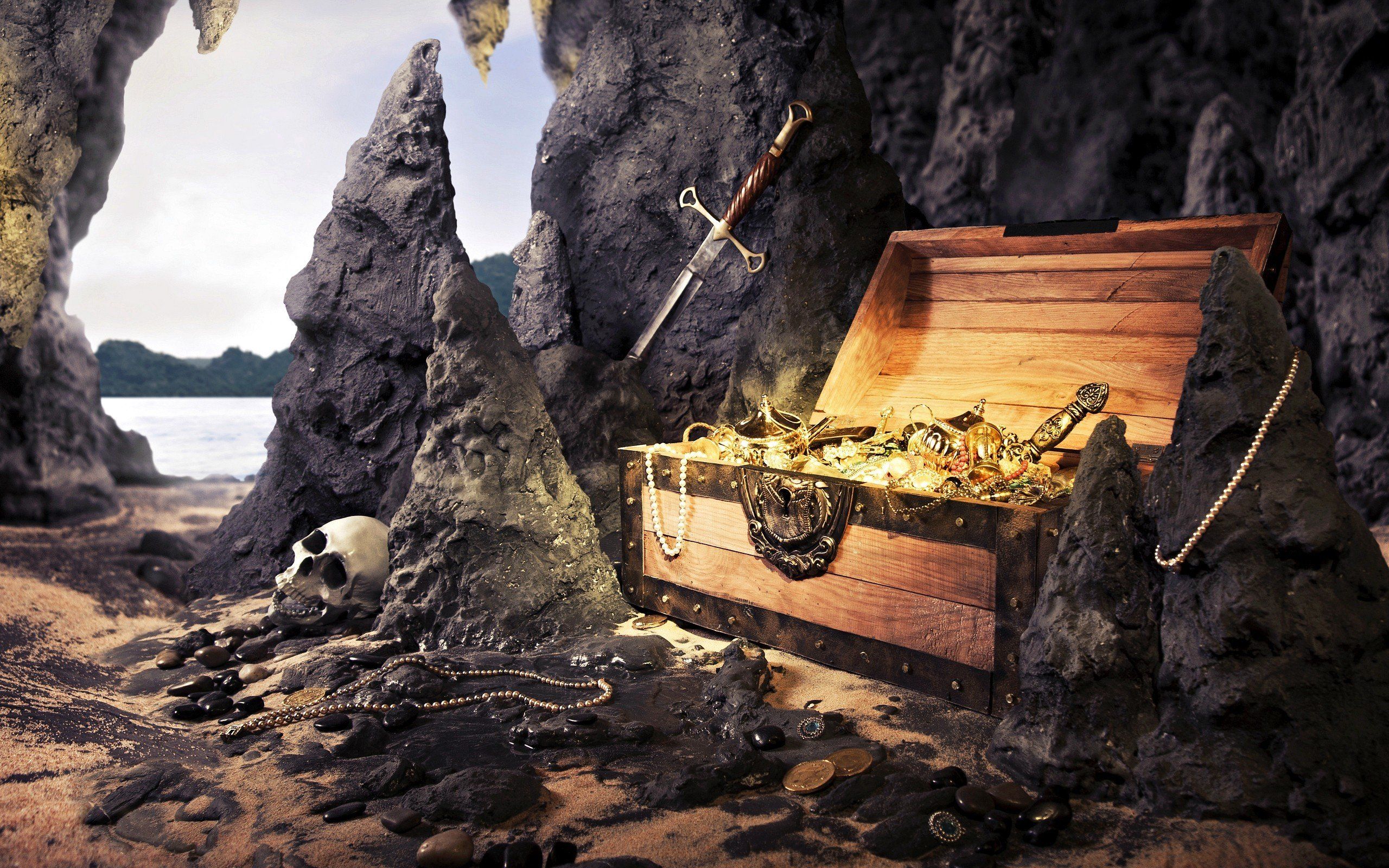 treasure, Gold, Skull, Sword Wallpaper HD / Desktop and Mobile Background