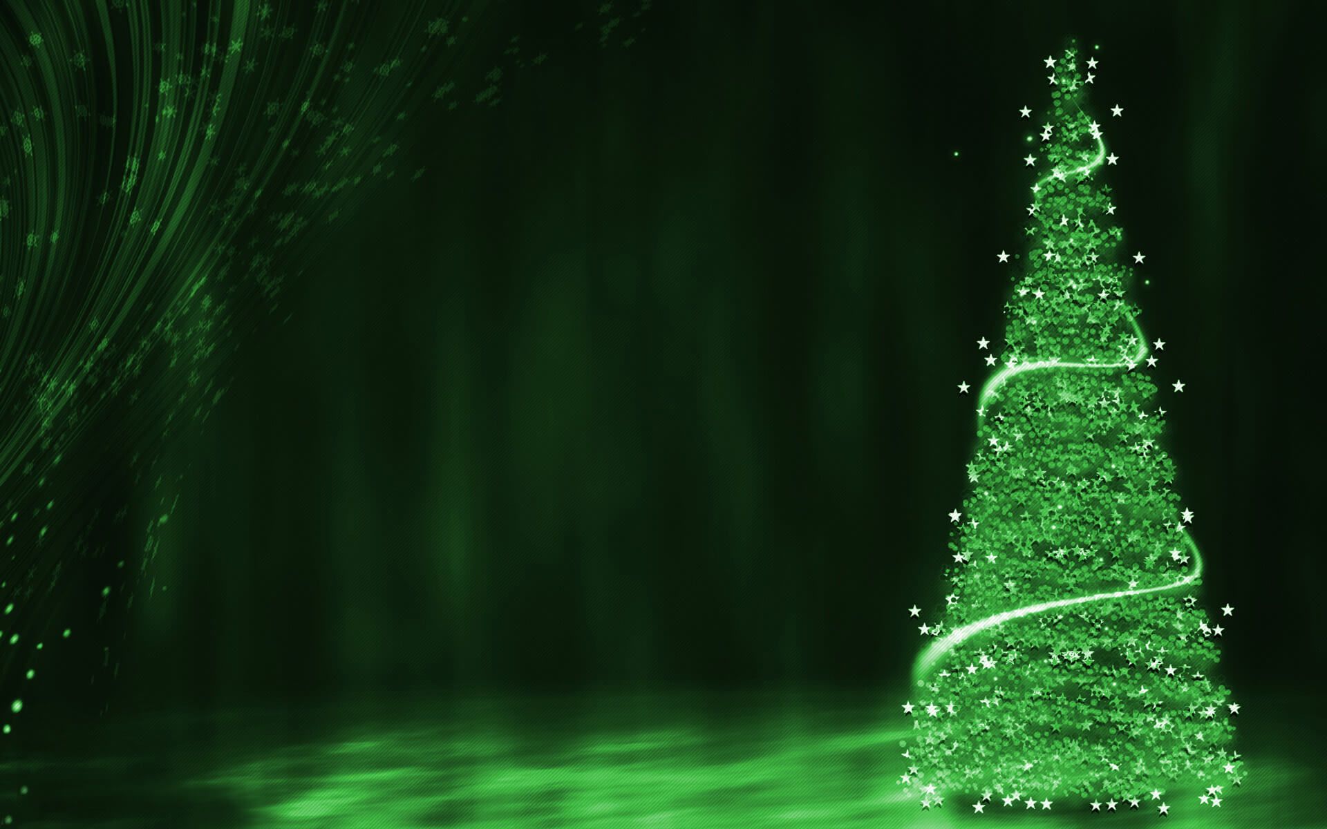 Happy Merry Christmas Eve Wishes Green Tree Stars HD Wallpaper