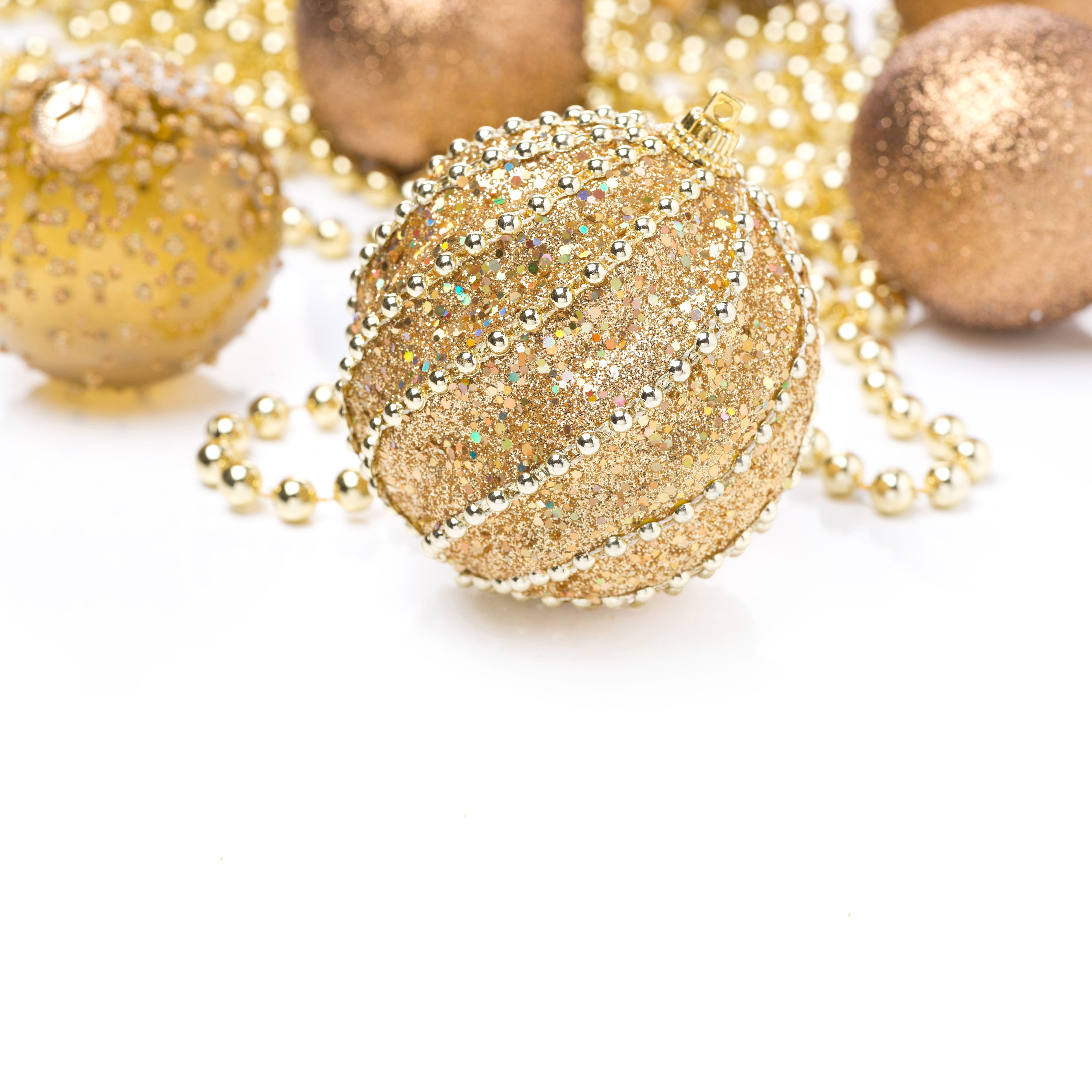 Christmas White Background with Gold Christmas Balls​-Quality Free Image and Transparent PNG Clipart