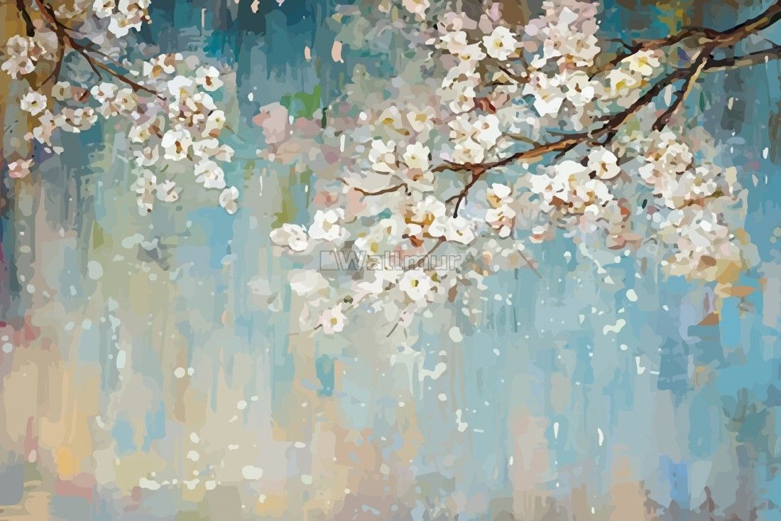 Watercolor Peach Blossoms Wallpaper Mural • Wallmur®