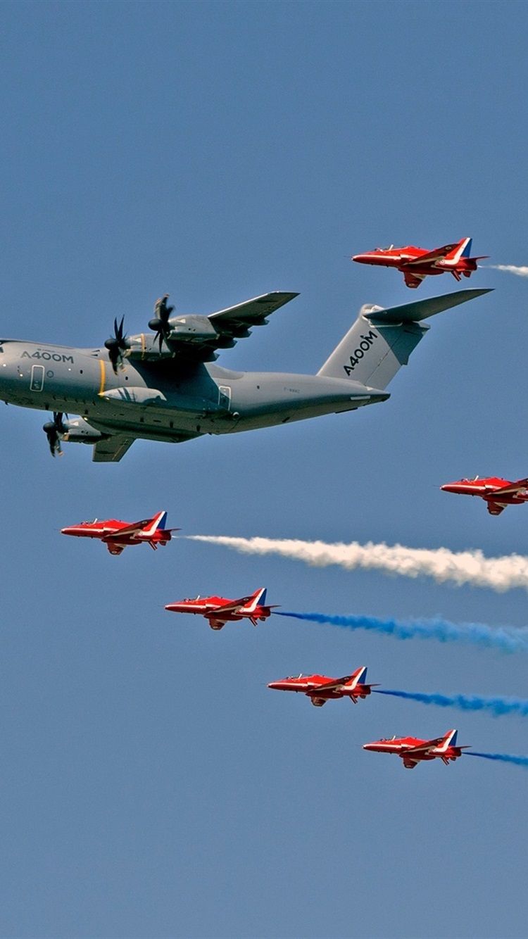 Royal Air Force, Red Arrows Fighters, Transport Aircraft 750x1334 IPhone 8 7 6 6S Wallpaper, Background, Picture, Image