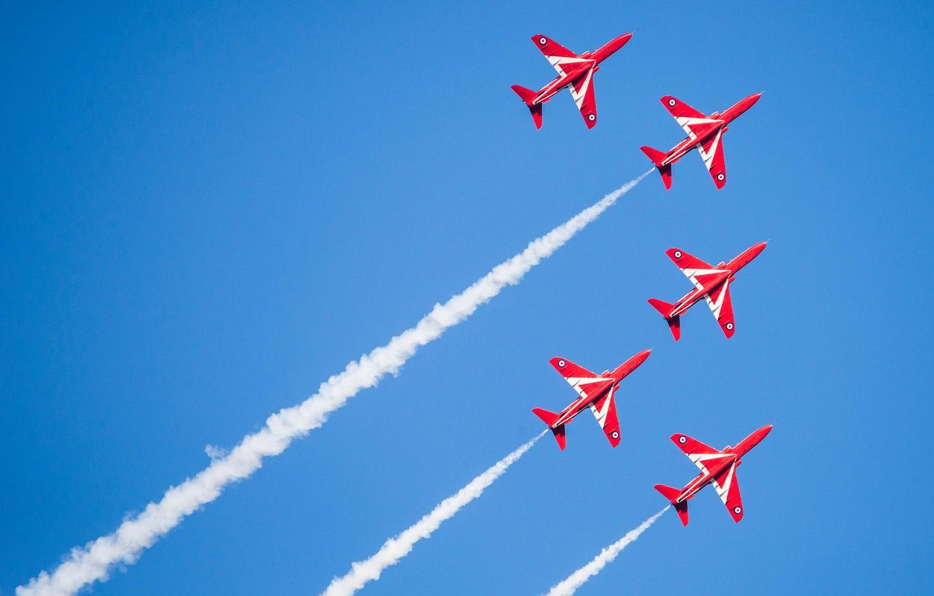 Wallpaper plane, jet, RAF, Red Arrows, Royal Air Force, aeroplane, The Royal Air Force Aerobatic Team image for desktop, section авиация