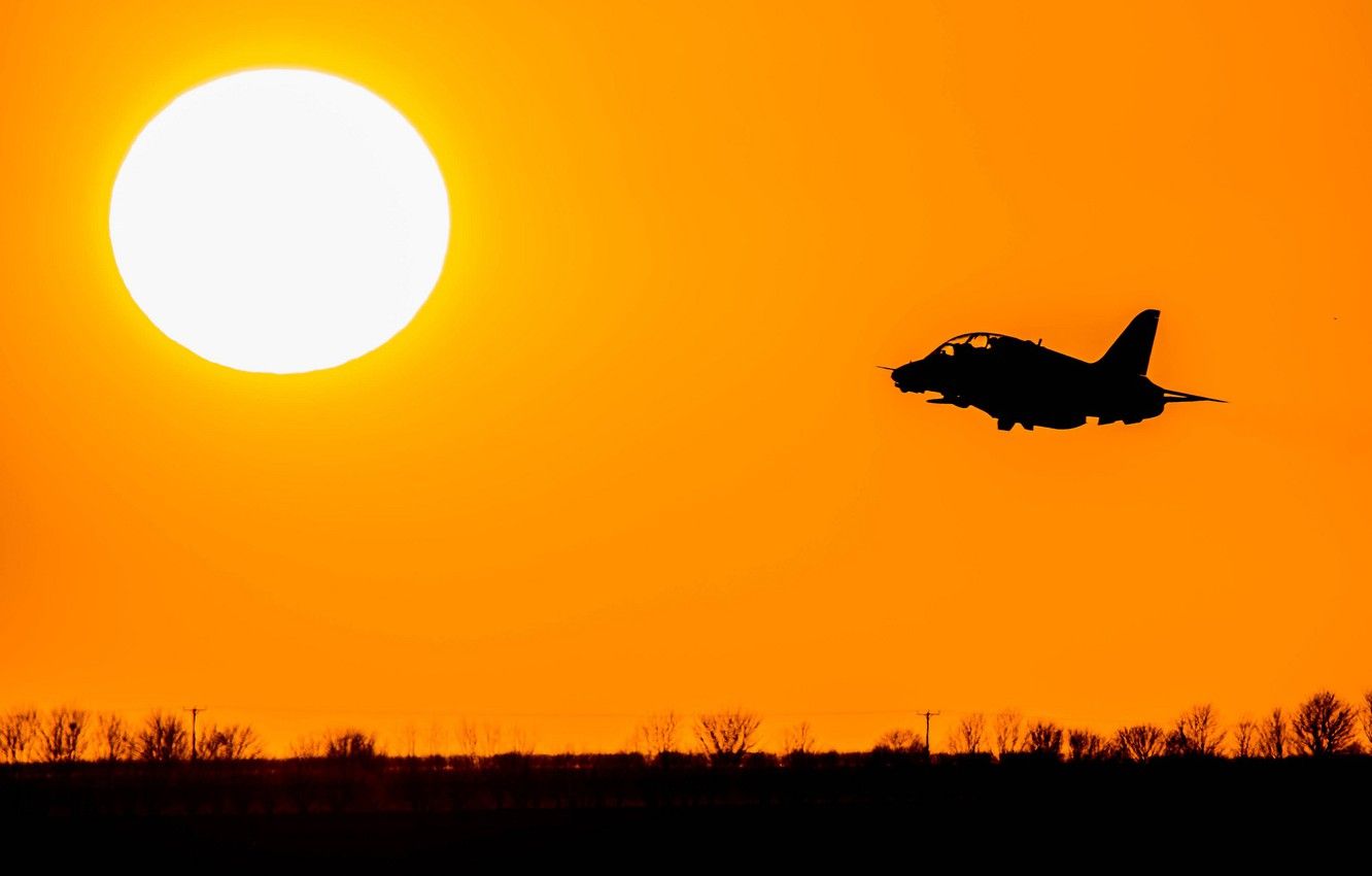 Wallpaper sunset, plane, jet, RAF, Red Arrows, Royal Air Force, aeroplane, The Royal Air Force Aerobatic Team image for desktop, section авиация