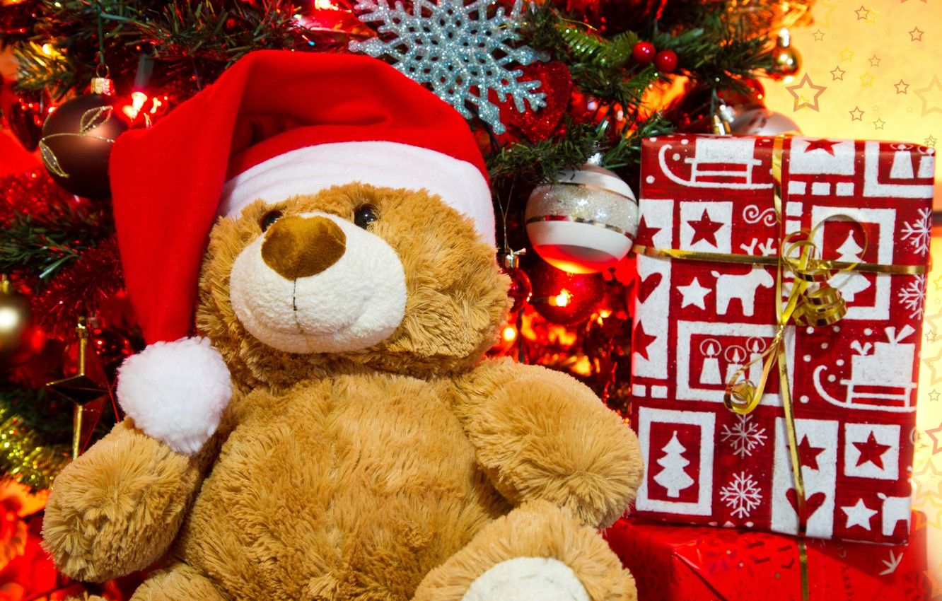 Wallpaper holiday, toys, new year, Christmas, bear, gifts, tree, christmas, new year image for desktop, section праздники