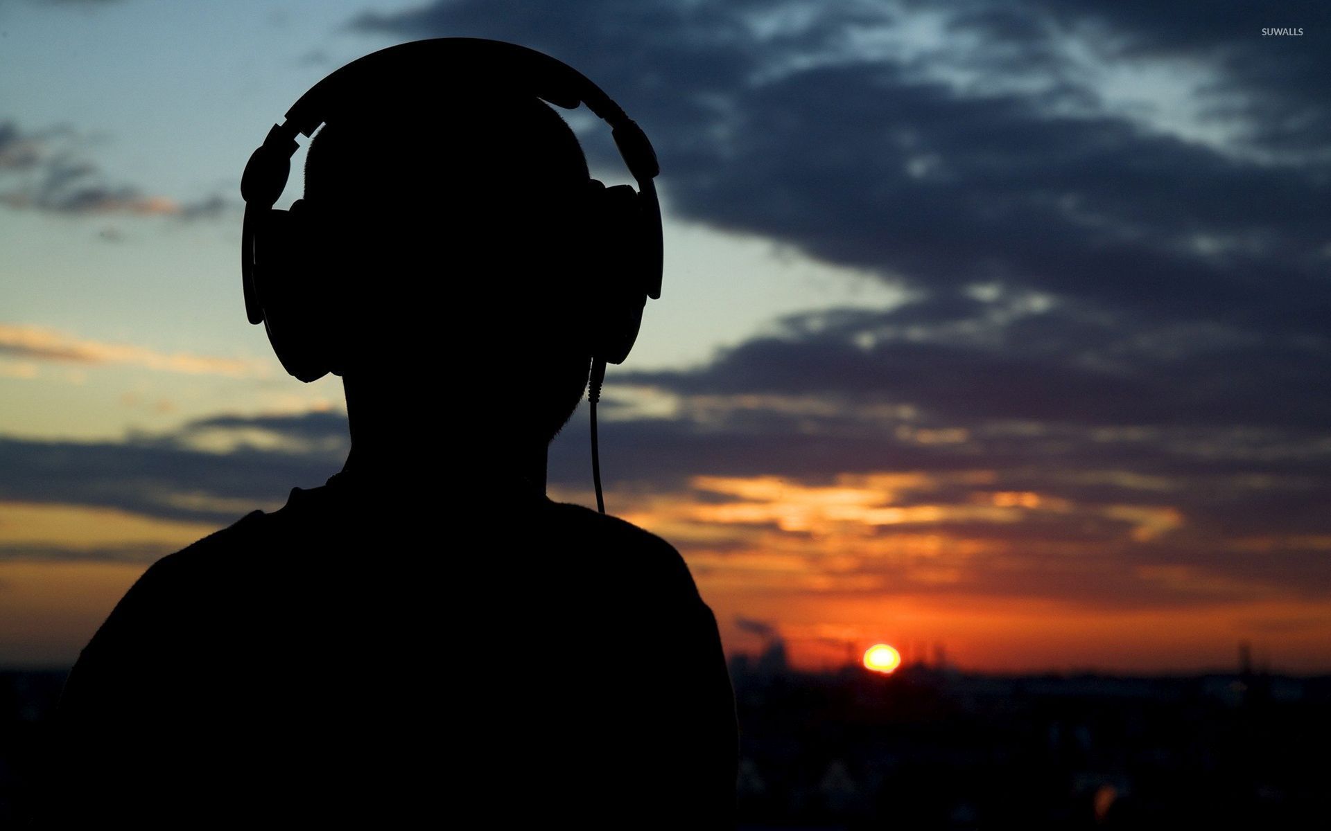 Listening to music at sunset wallpaper wallpaper