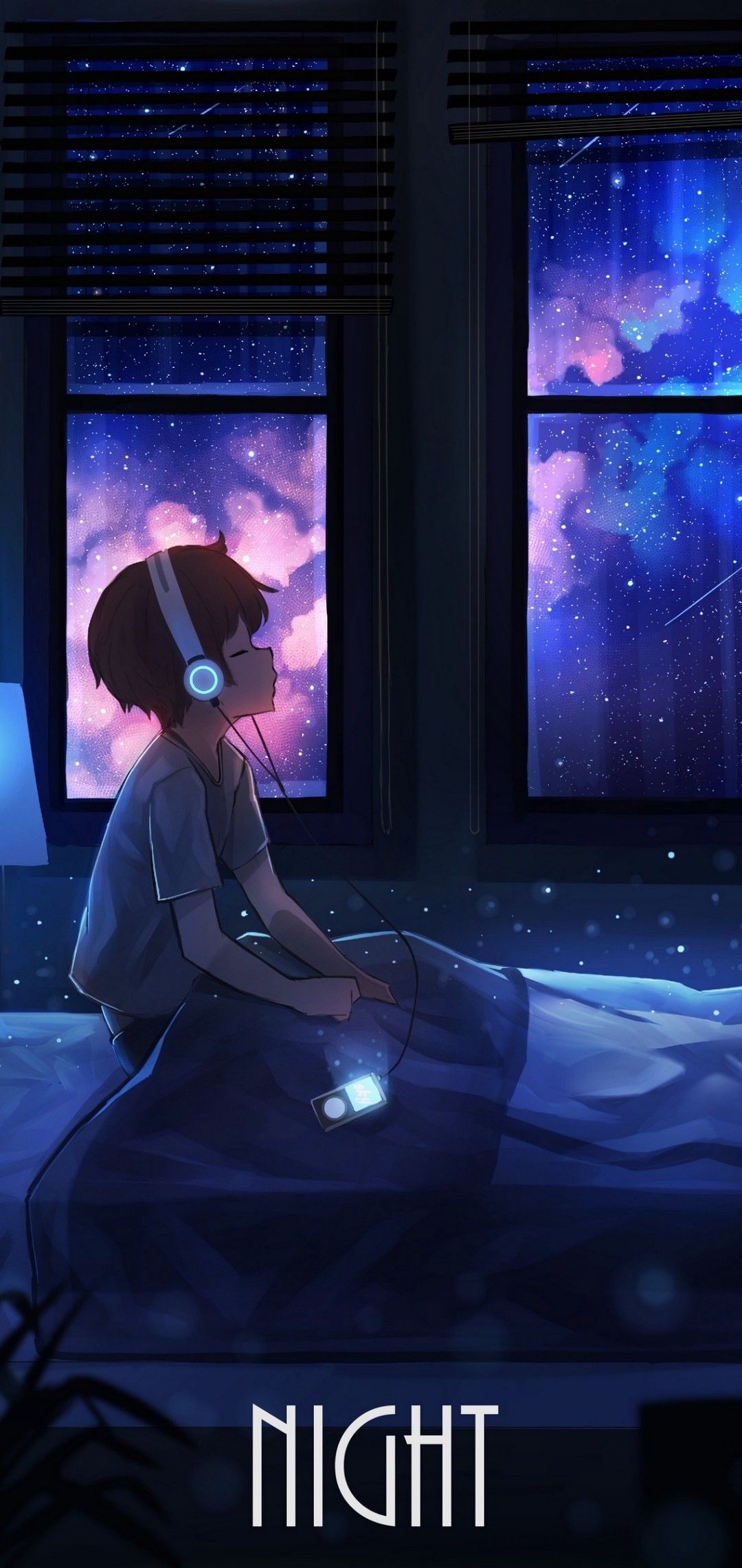 a boy listening music in night. Anime scenery wallpaper, Anime background wallpaper, Anime scenery