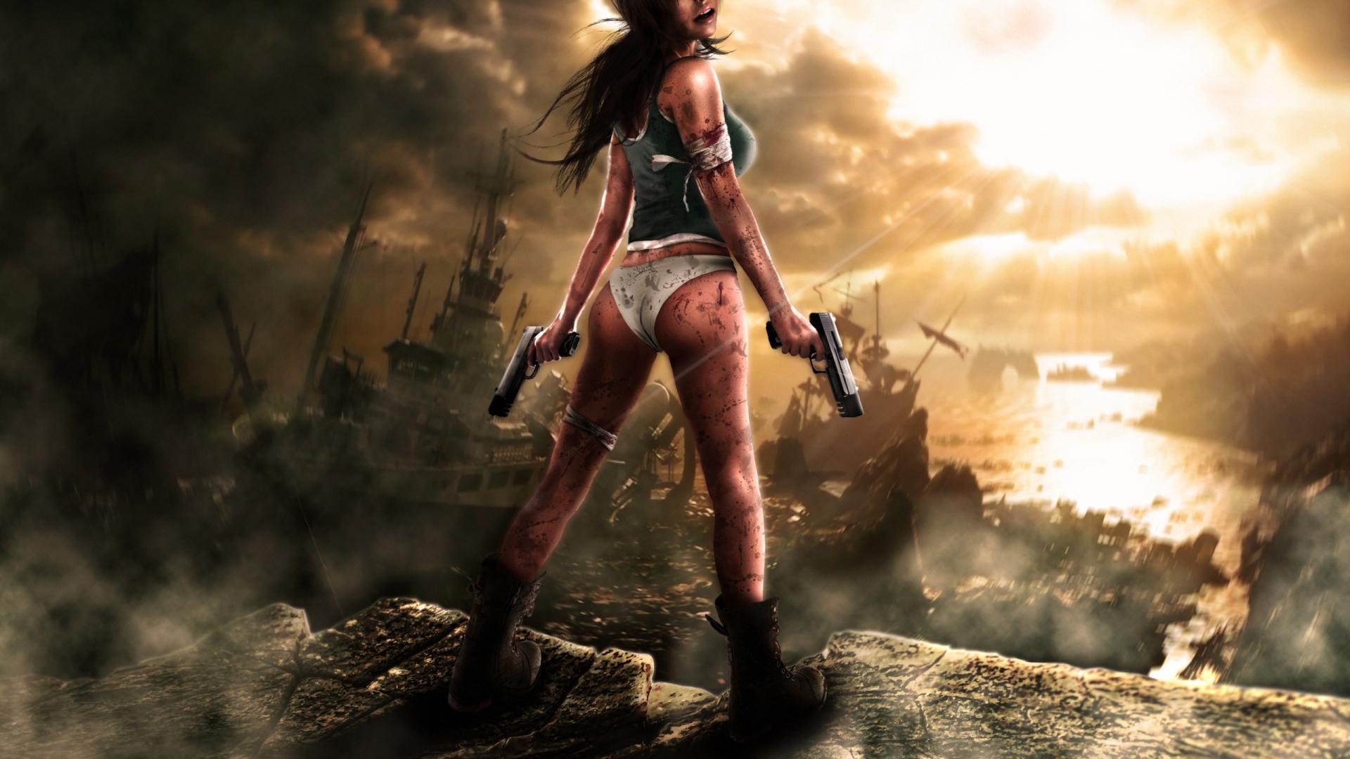 184391 Console Games Wallpaper Tomb Raider Lara Croft Girl Gun 1080x1920 1
