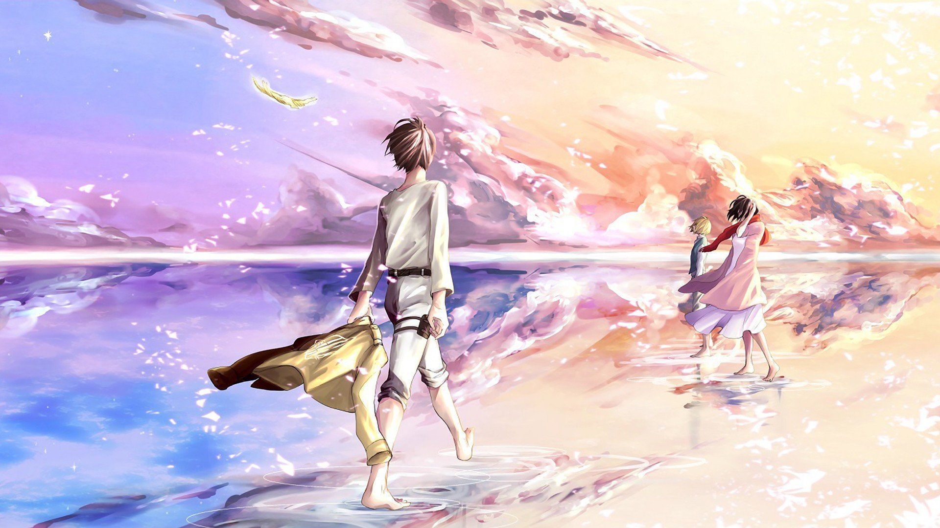 Shingeki no Kyojin, Anime, Mikasa Ackerman, Eren Jeager, Armin Arlert Wallpaper HD / Desktop and Mobile Background