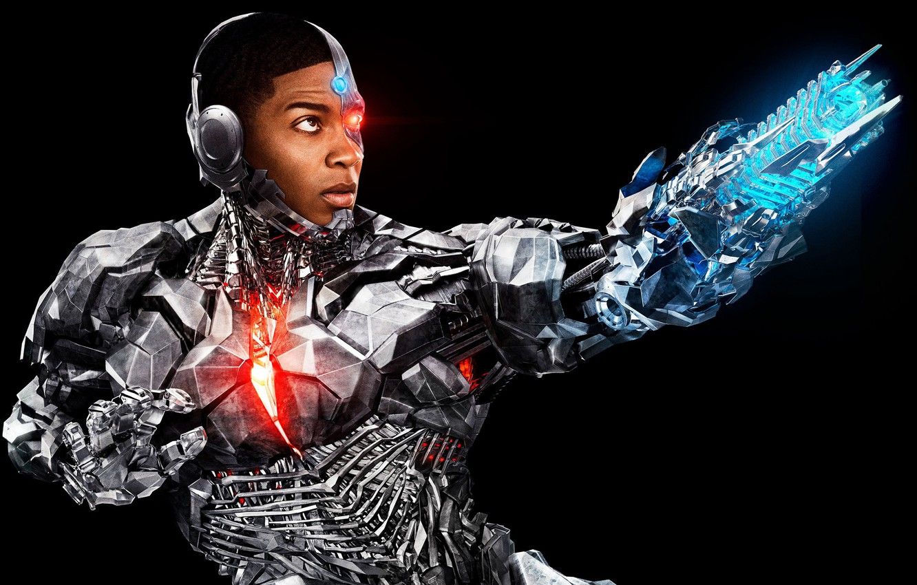 Wallpaper fiction, costume, black background, poster, comic, DC Comics, Cyborg, Justice League, Justice League, Ray Fisher, Ray Fisher image for desktop, section фильмы