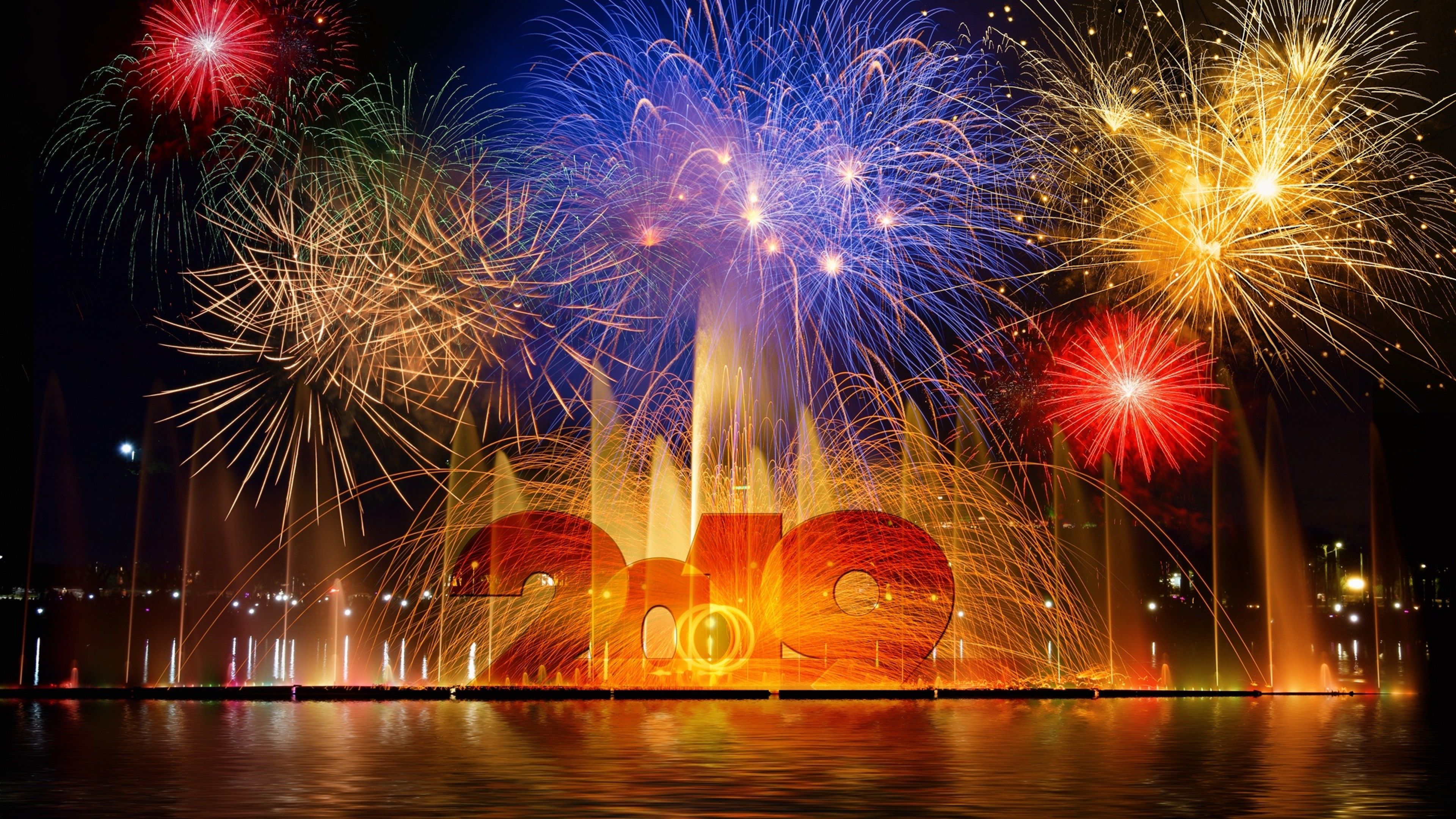 Fireworks during New Year's Eve HD Wallpaper 4K Ultra HD